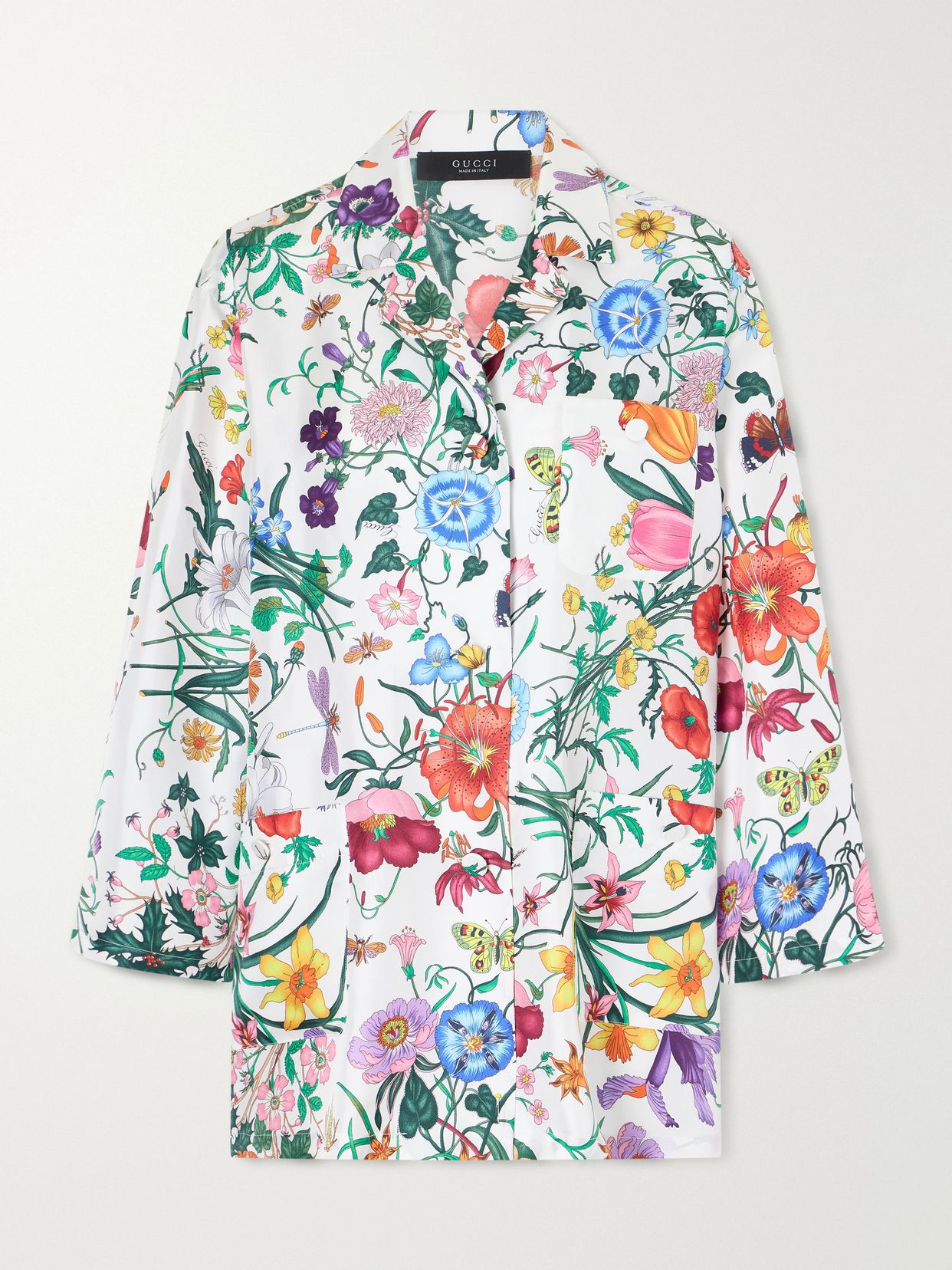 floral print silk twill shirt