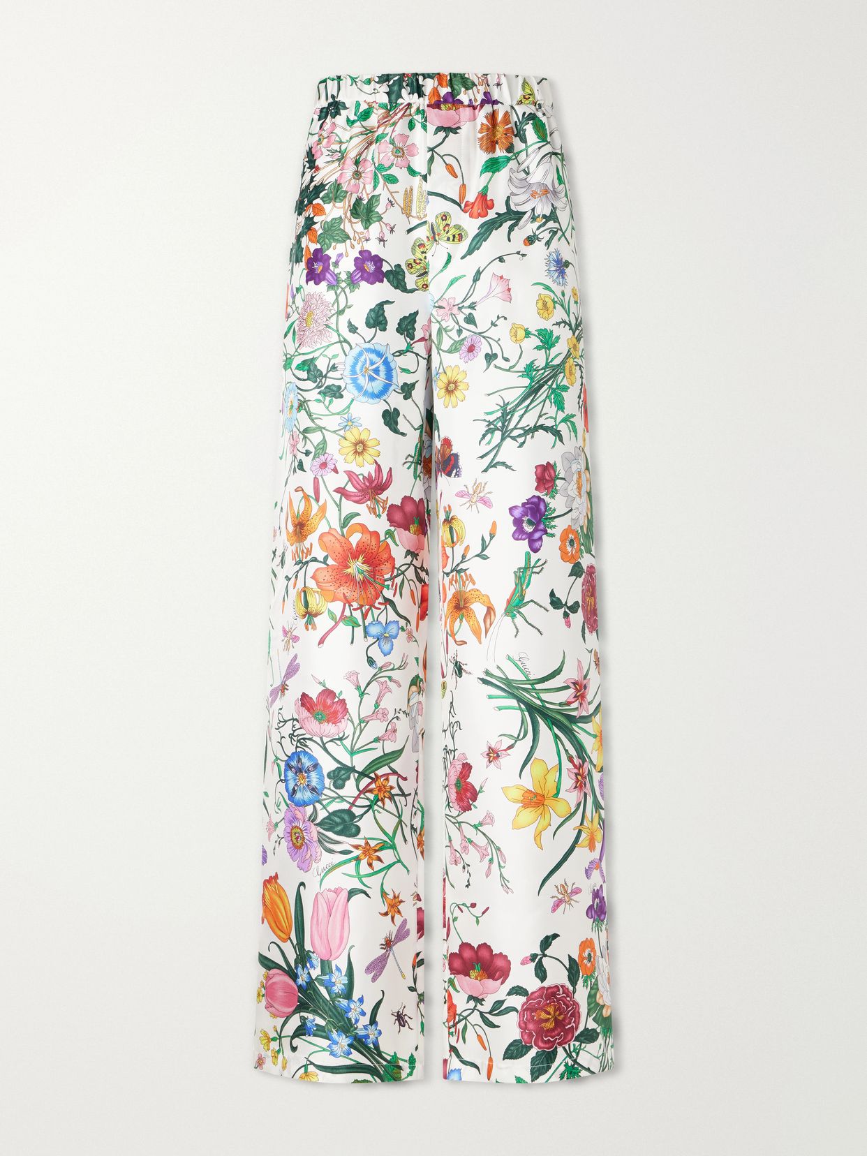 floral print silk twill pants