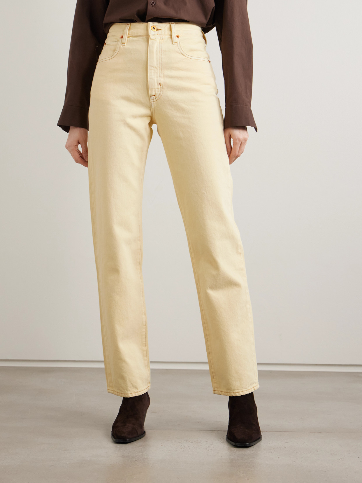 London Cropped High-Rise Straight-Leg Jeans