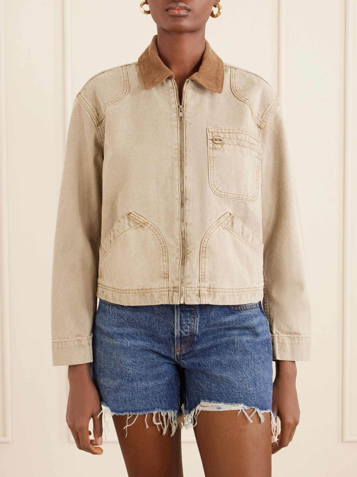 Harley Corduroy-Trimmed Cotton-Canvas Jacket