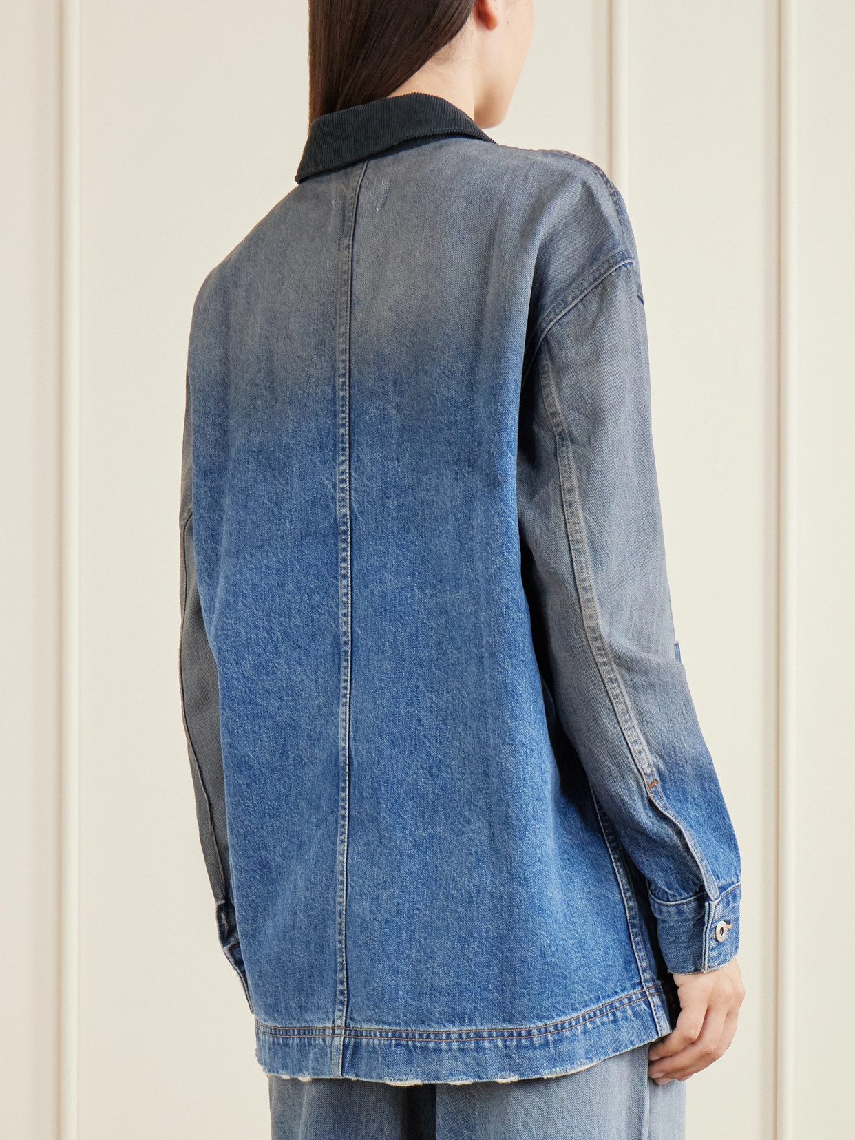 Worker Corduroy-Trimmed Denim Jacket