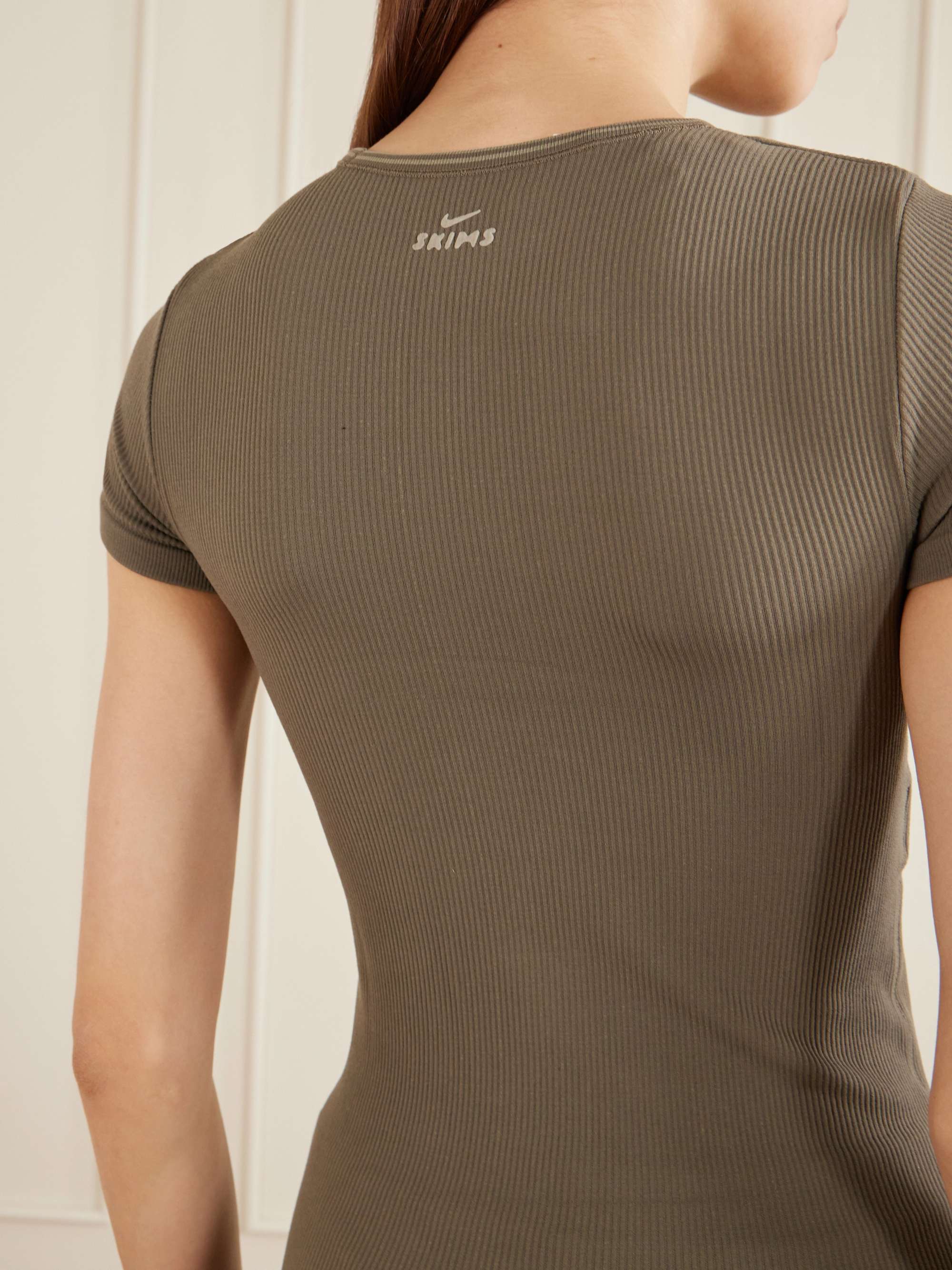 SKIMS + Nike Ribbed Seamless Baby Tee - Dusty Oakmoss | NET-A-PORTER