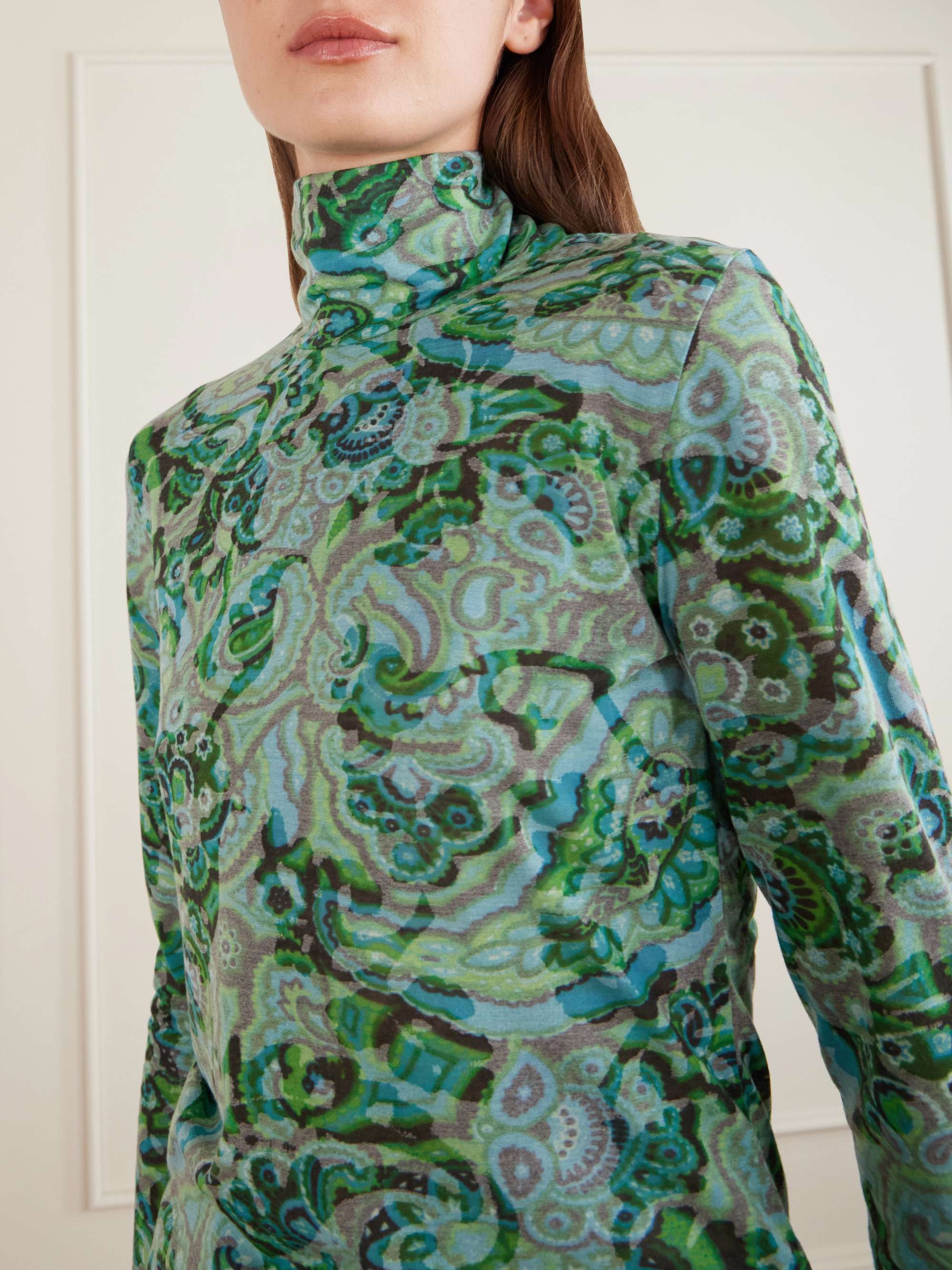 DRIES VAN NOTEN Printed jersey turtleneck | NET-A-PORTER