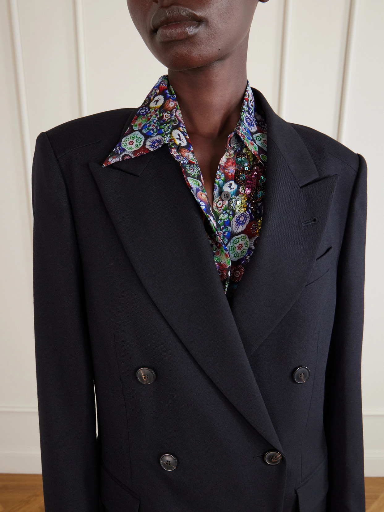 Dries Van Noten Double-breasted Wool Coat In Black
