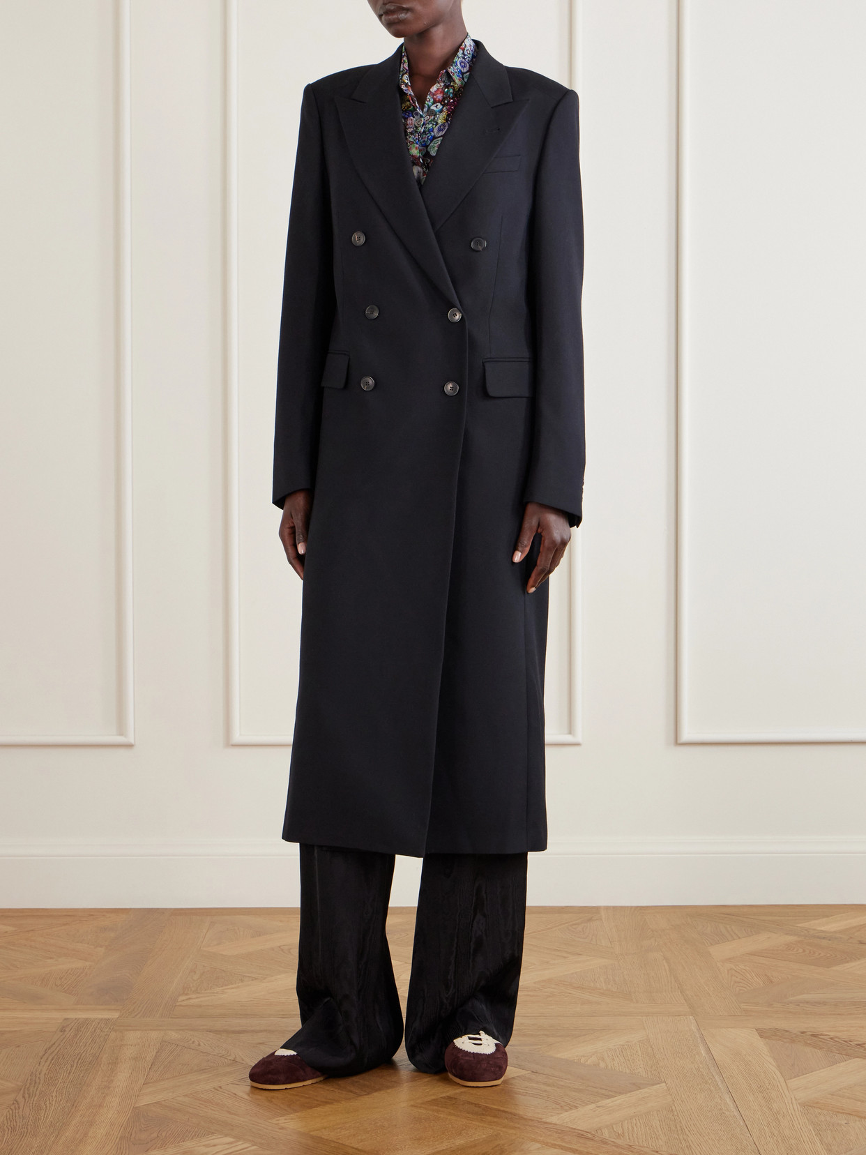 Dries Van Noten Double-breasted Wool Coat In Black
