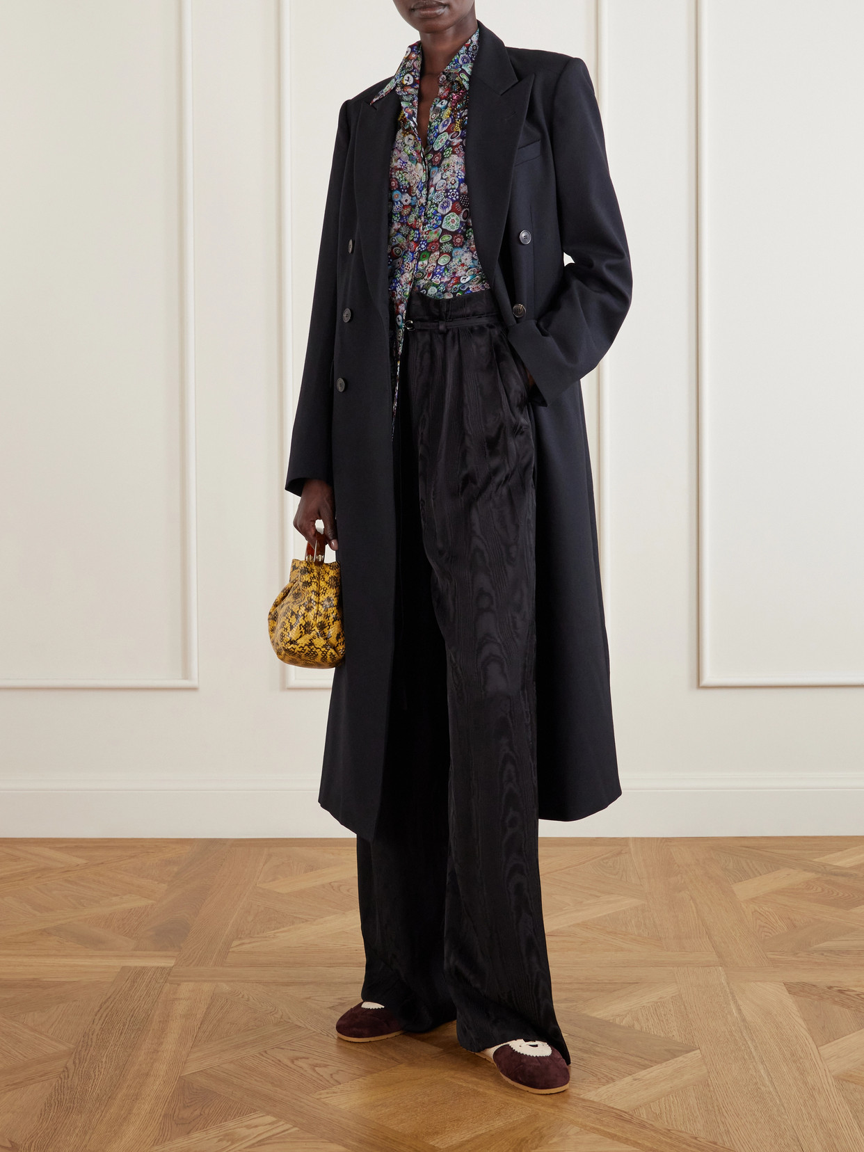 Dries Van Noten Double-breasted Wool Coat In Black