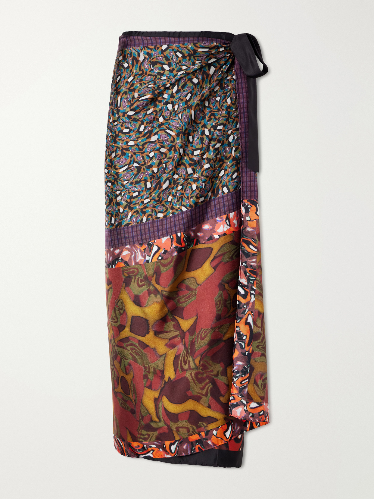 Dries Van Noten - Printed Silk-twill Midi Wrap Skirt - Orange