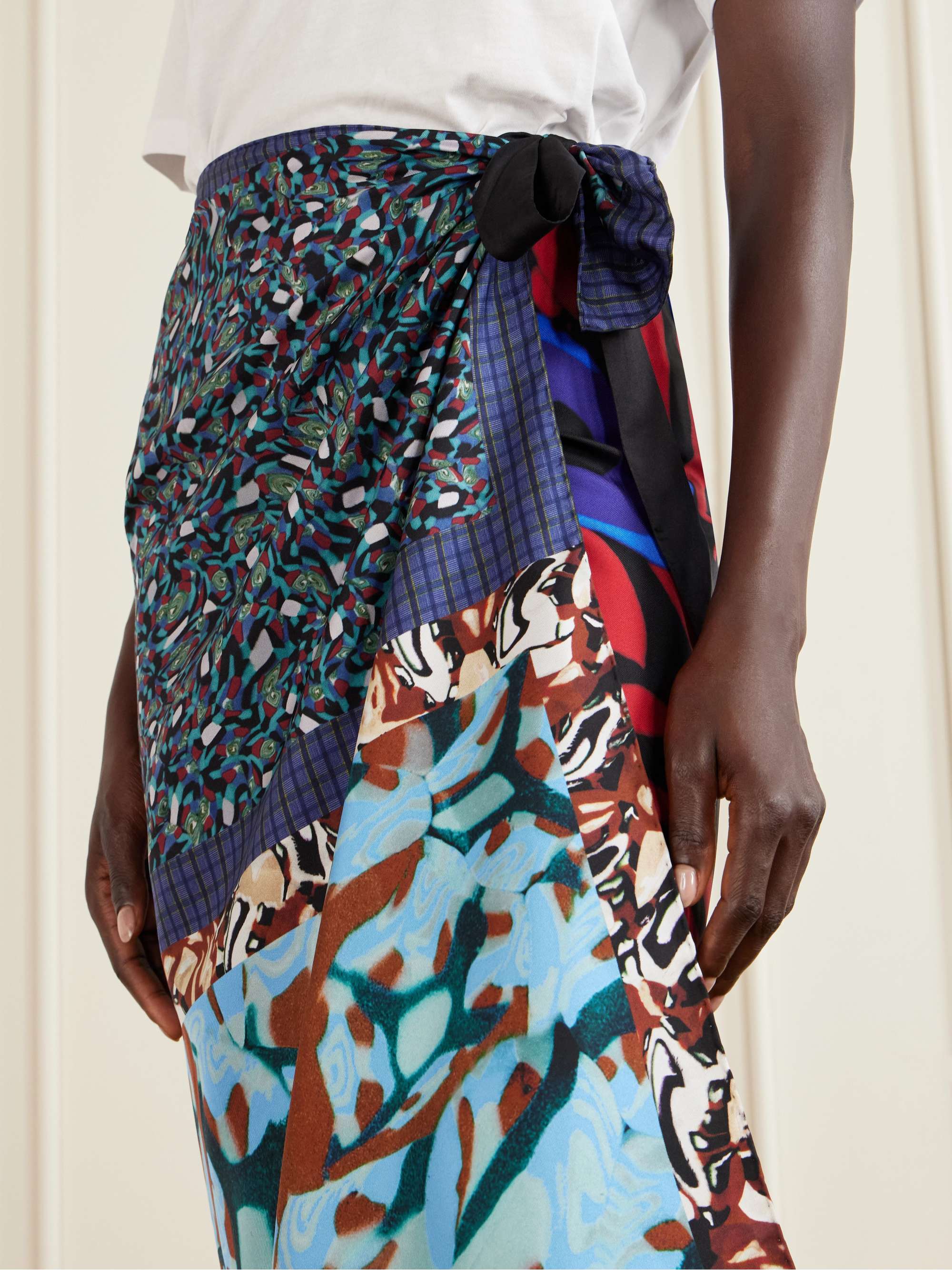 DRIES VAN NOTEN Printed silk-twill midi wrap skirt | NET-A-PORTER