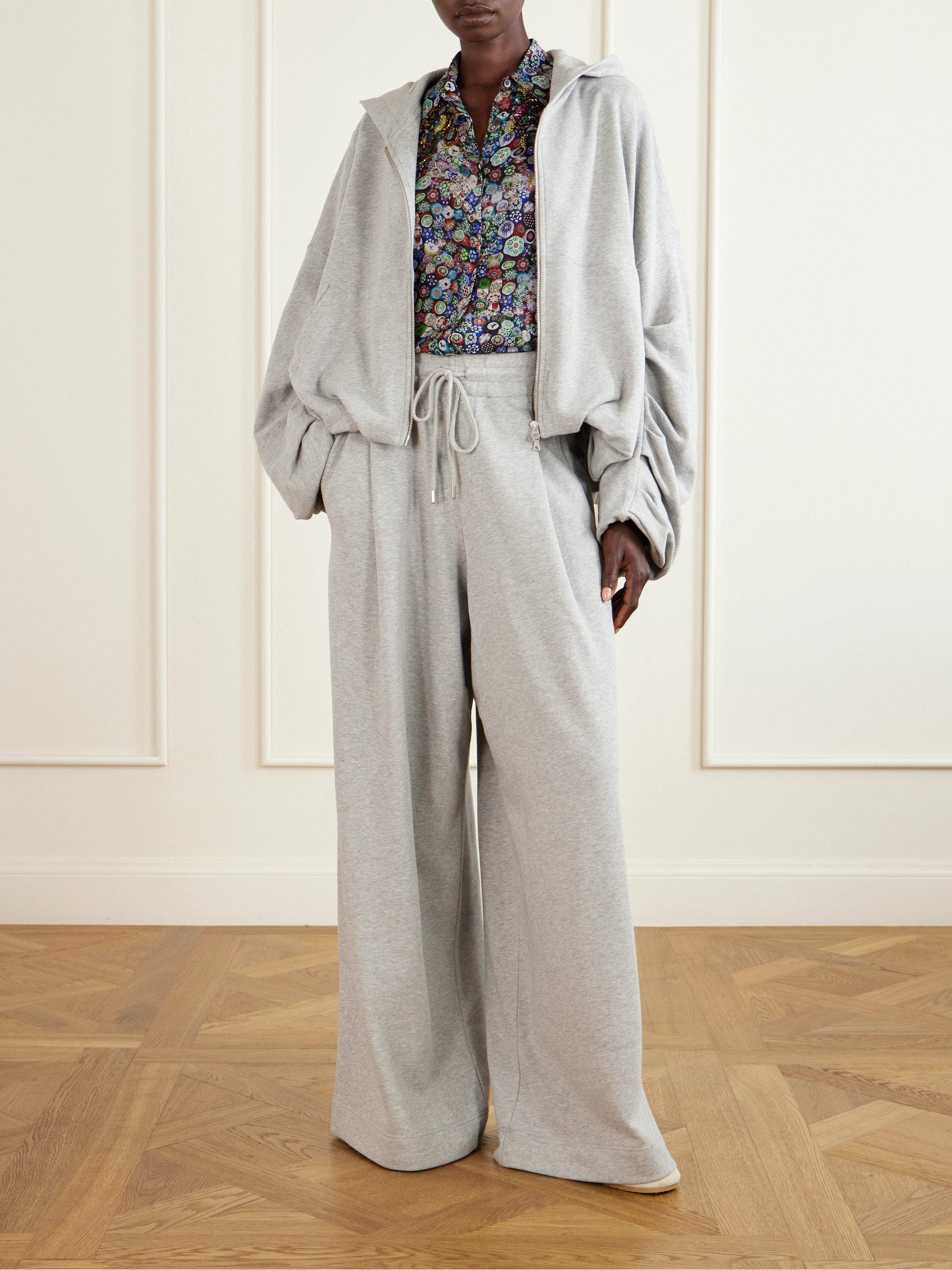 Dries Van Noten Cotton-jersey wide-leg sweatpants