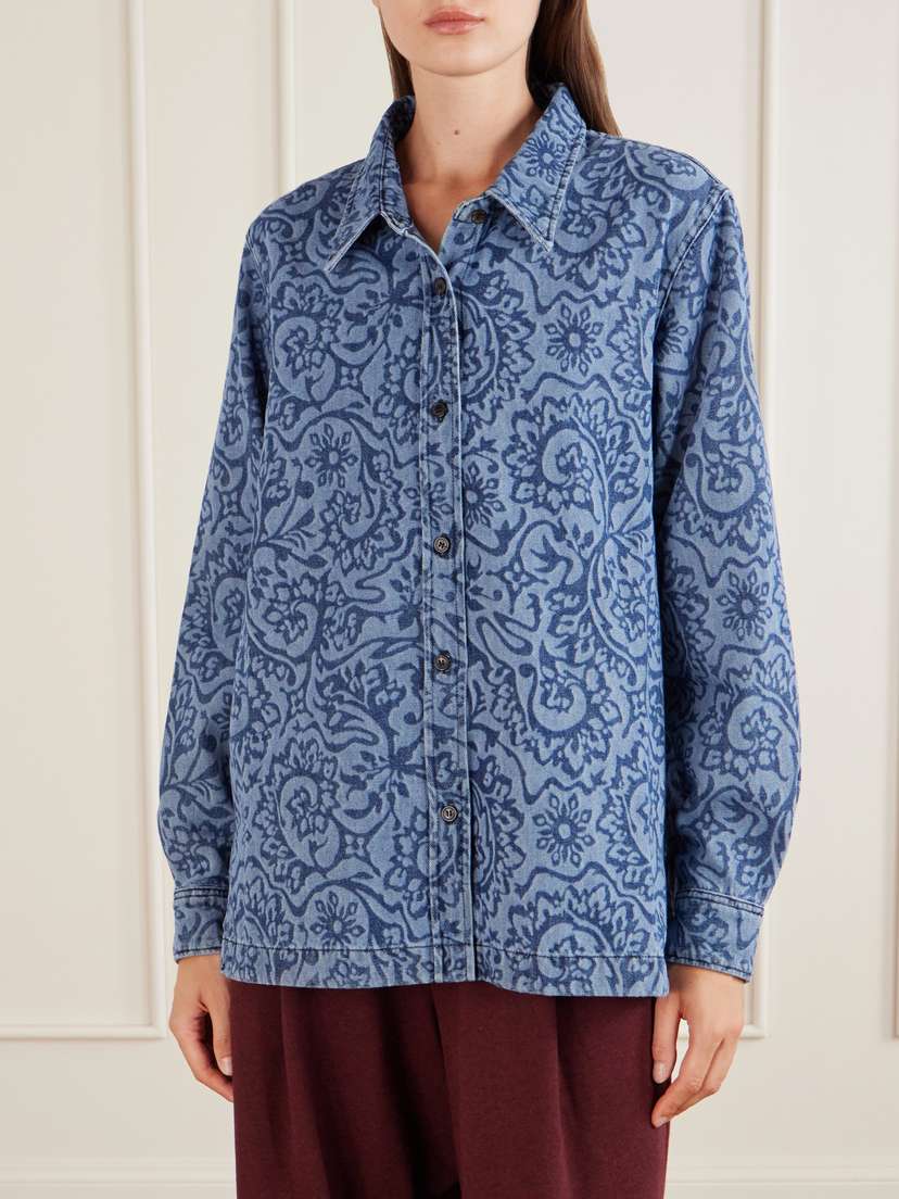 Dries Van Noten Cheers Printed Denim Shirt | Thumbnail 3 Dries Van Noten Cheers Printed Denim Shirt | Thumbnail 3