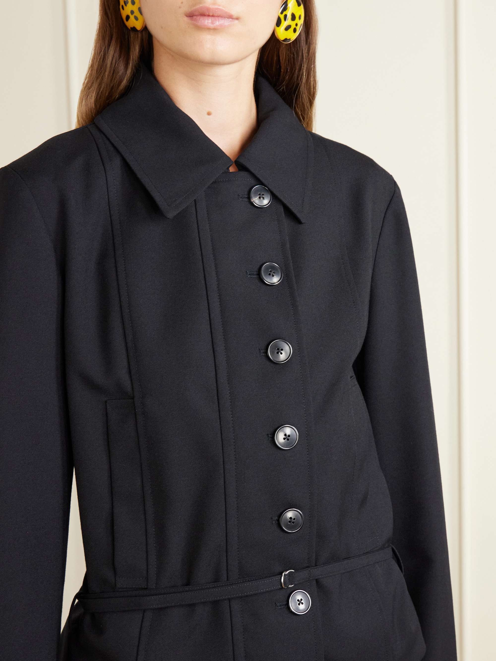 DRIES VAN NOTEN Cropped belted wool jacket | NET-A-PORTER