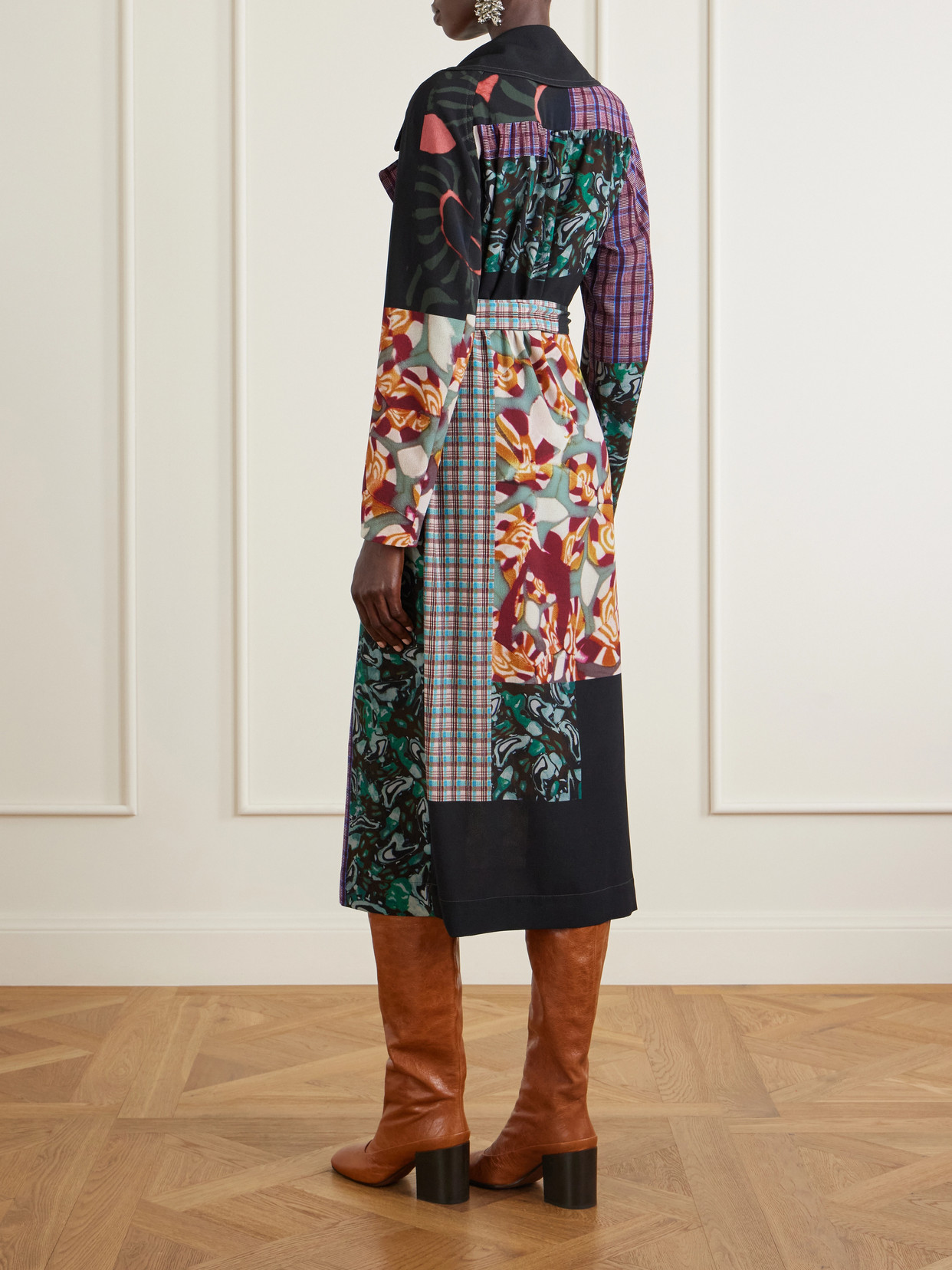 Dries Van Noten Patchwork Printed Trench Coat In Multi