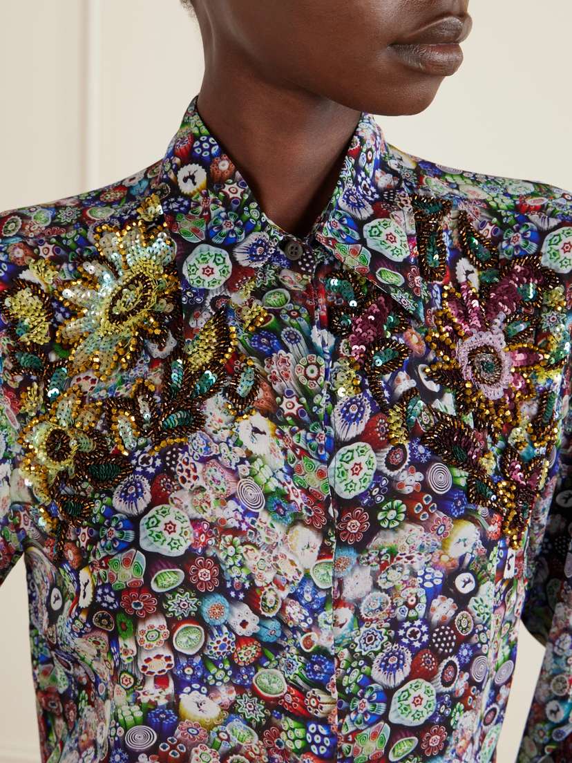 Dries Van Noten Sequin-embellished Printed Georgette Blouse | Thumbnail 4