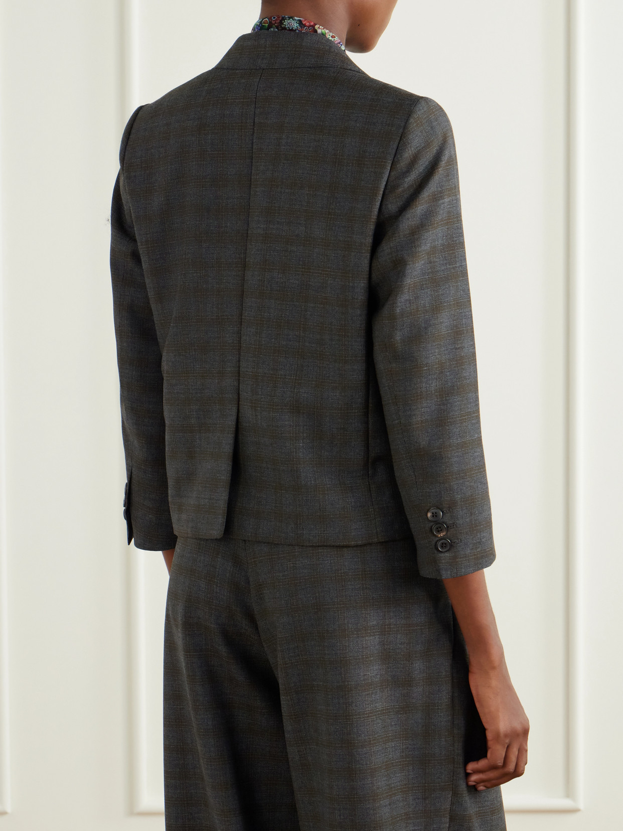 Dries Van Noten Checked Wool Blazer In Gray