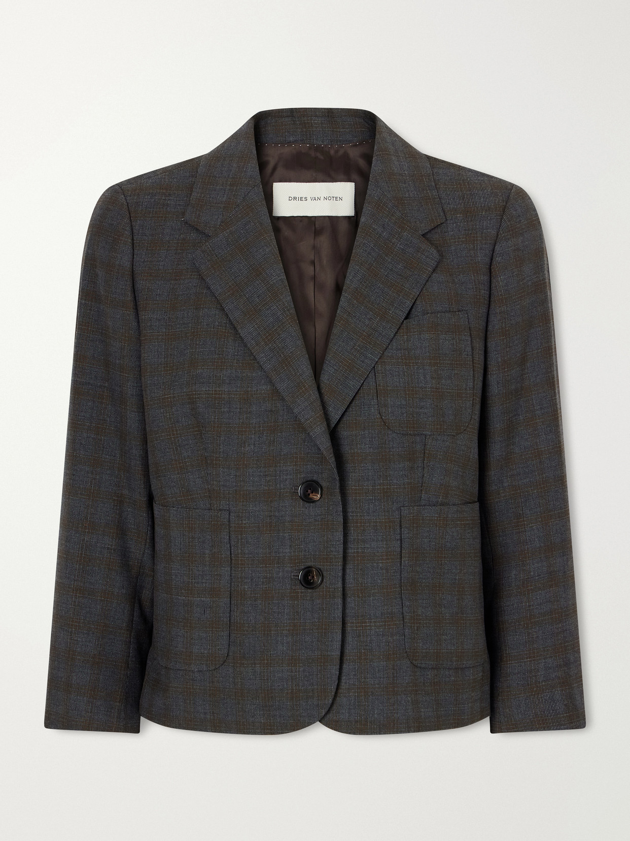 Dries Van Noten Checked Wool Blazer In Gray
