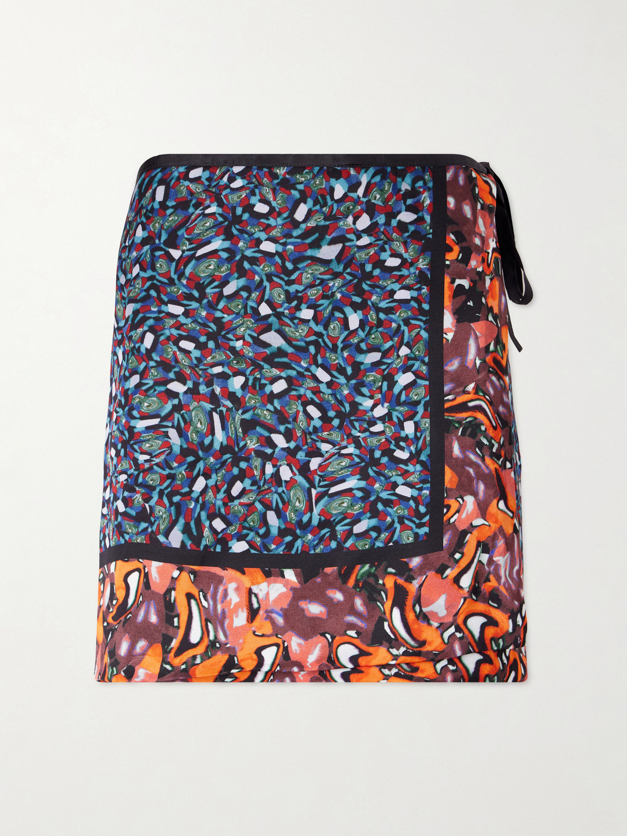 Dries Van Noten Gabrinas Printed Satin Wrap Mini Skirt In Blue