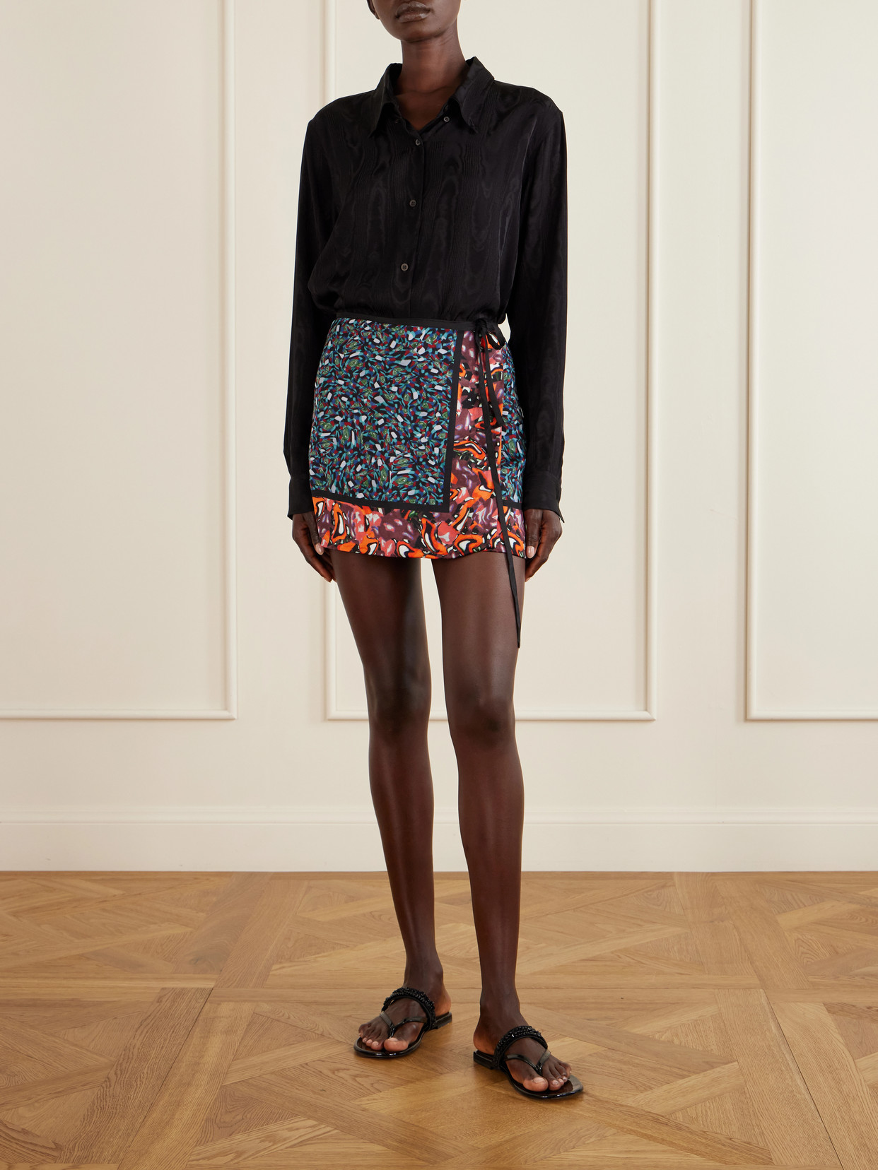 Gabrinas Printed Satin Wrap Mini