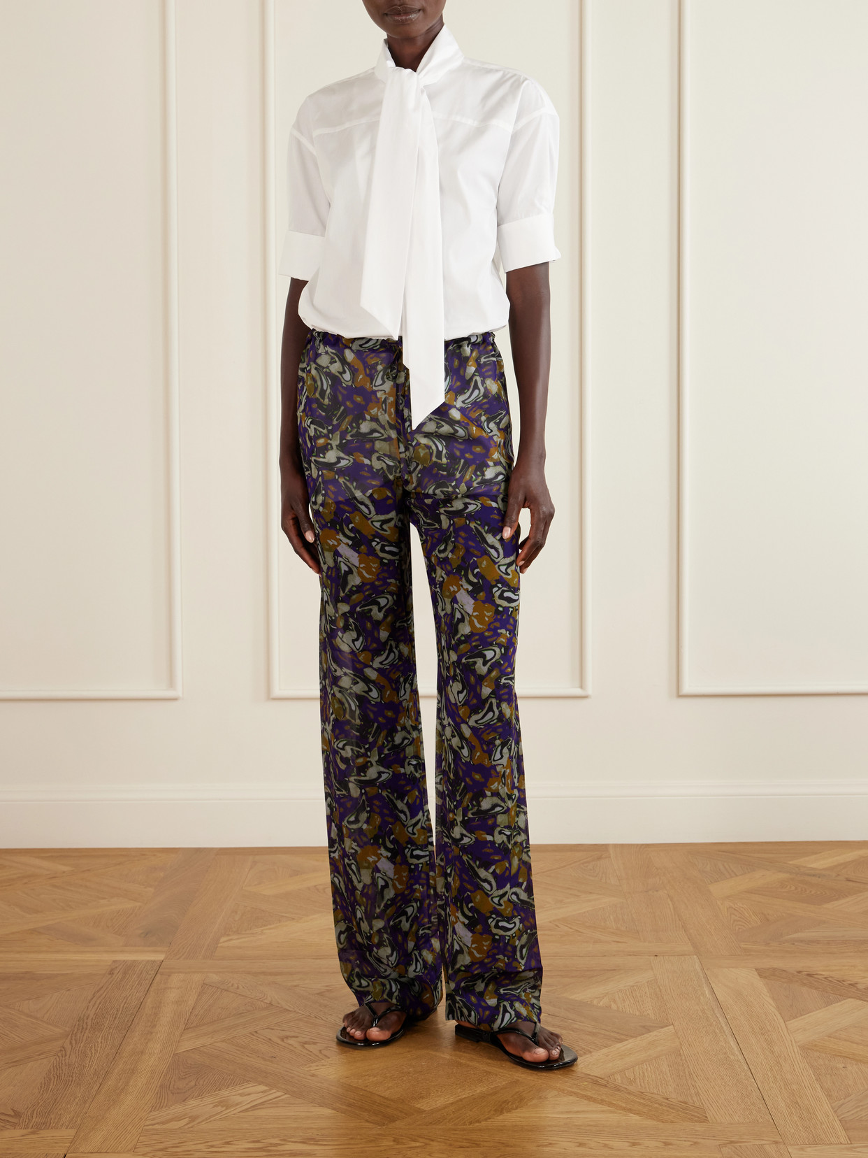 Tie-Detailed Cotton-Poplin Blouse