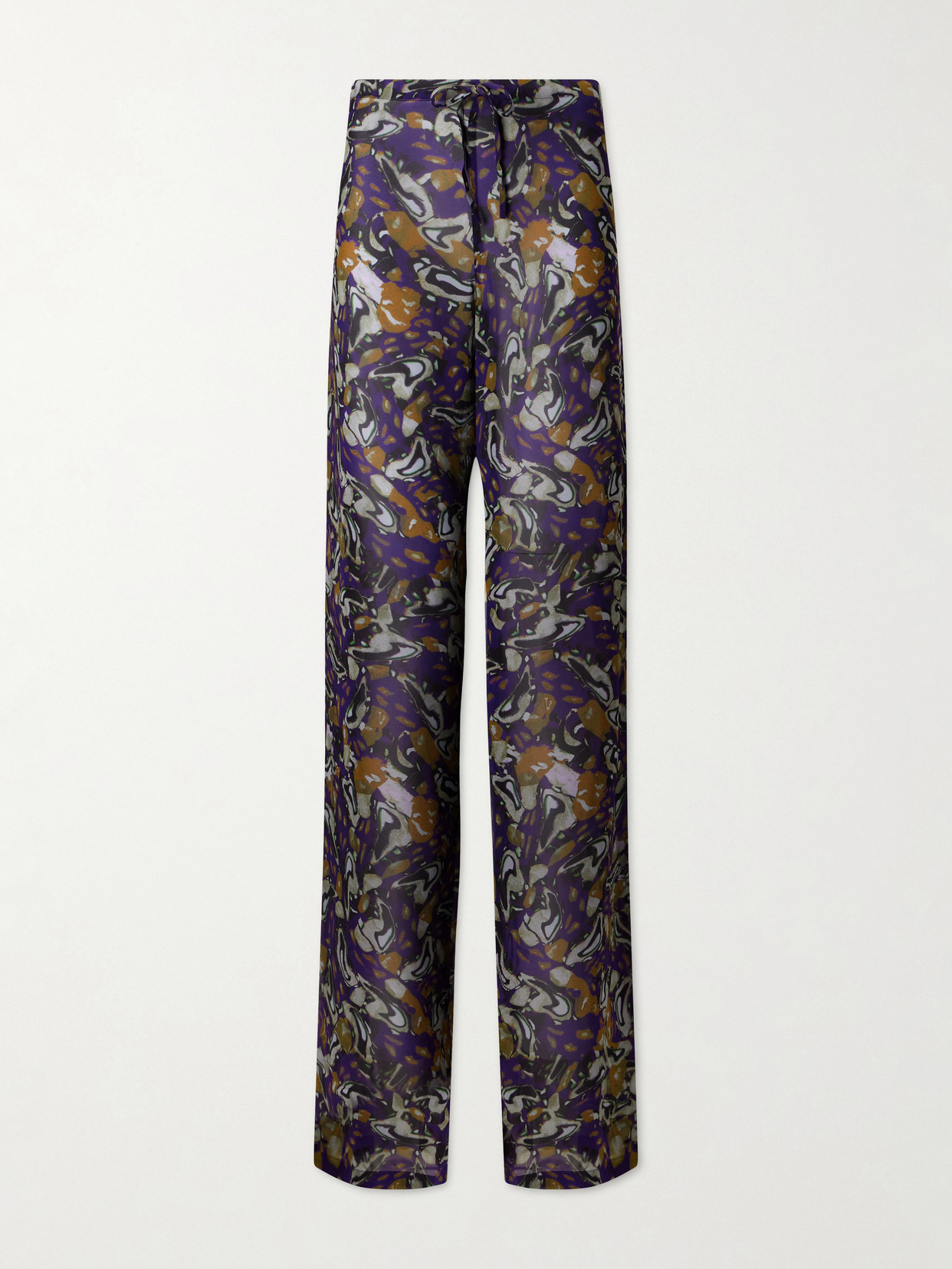 Dries Van Noten Printed Georgette Straight-leg Pants In Multi
