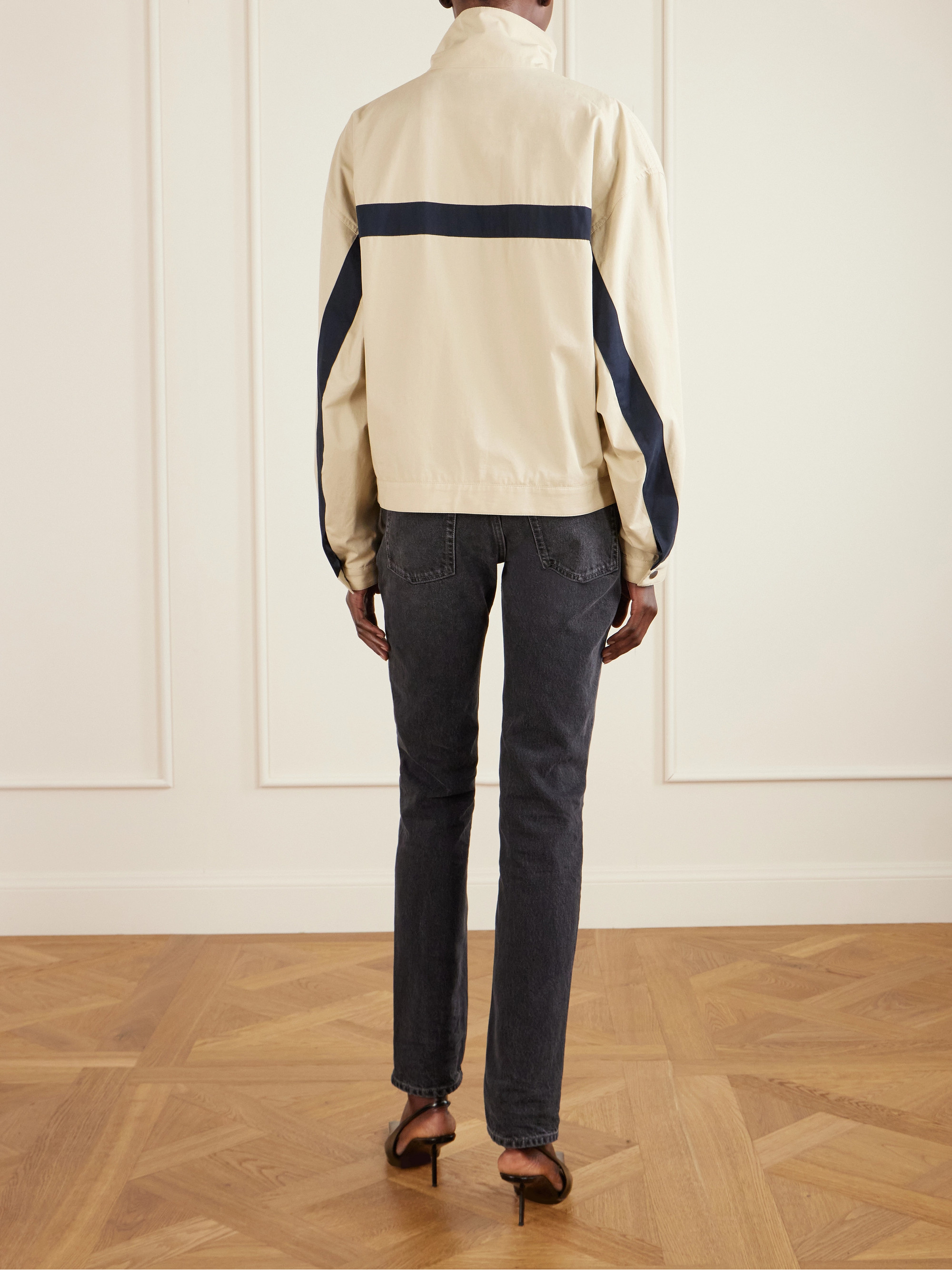 Saint Laurent Embroidered striped cotton jacket