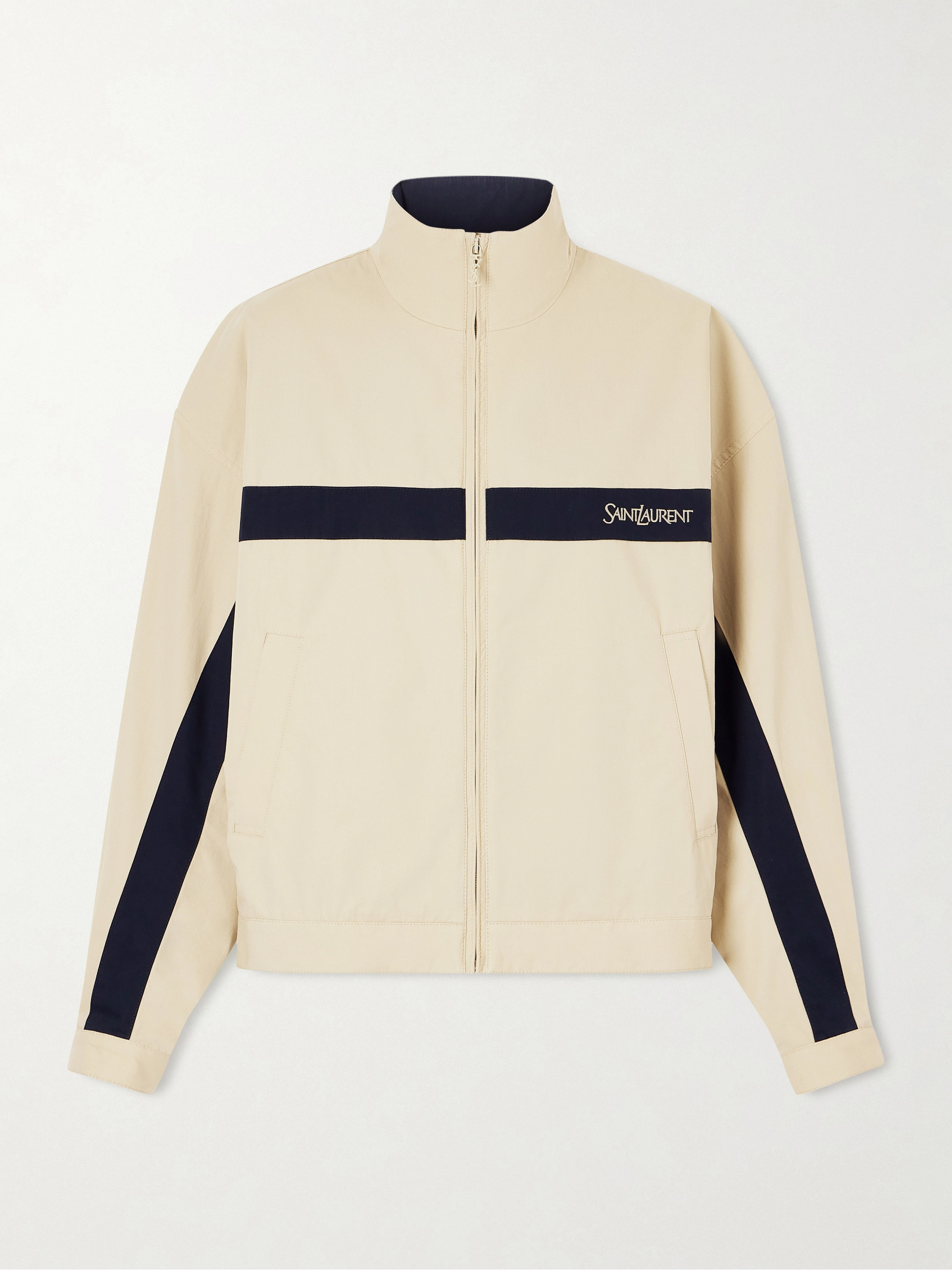 Saint Laurent Embroidered striped cotton jacket