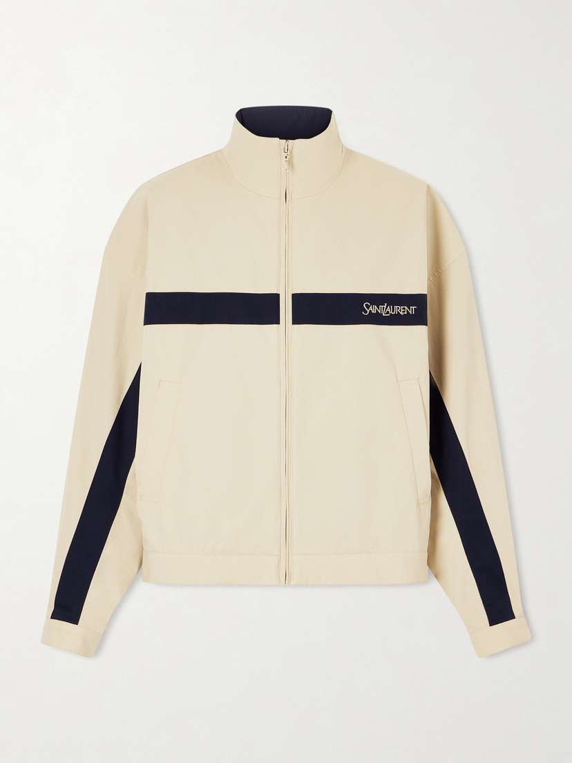 Saint Laurent Embroidered Striped Cotton Jacket