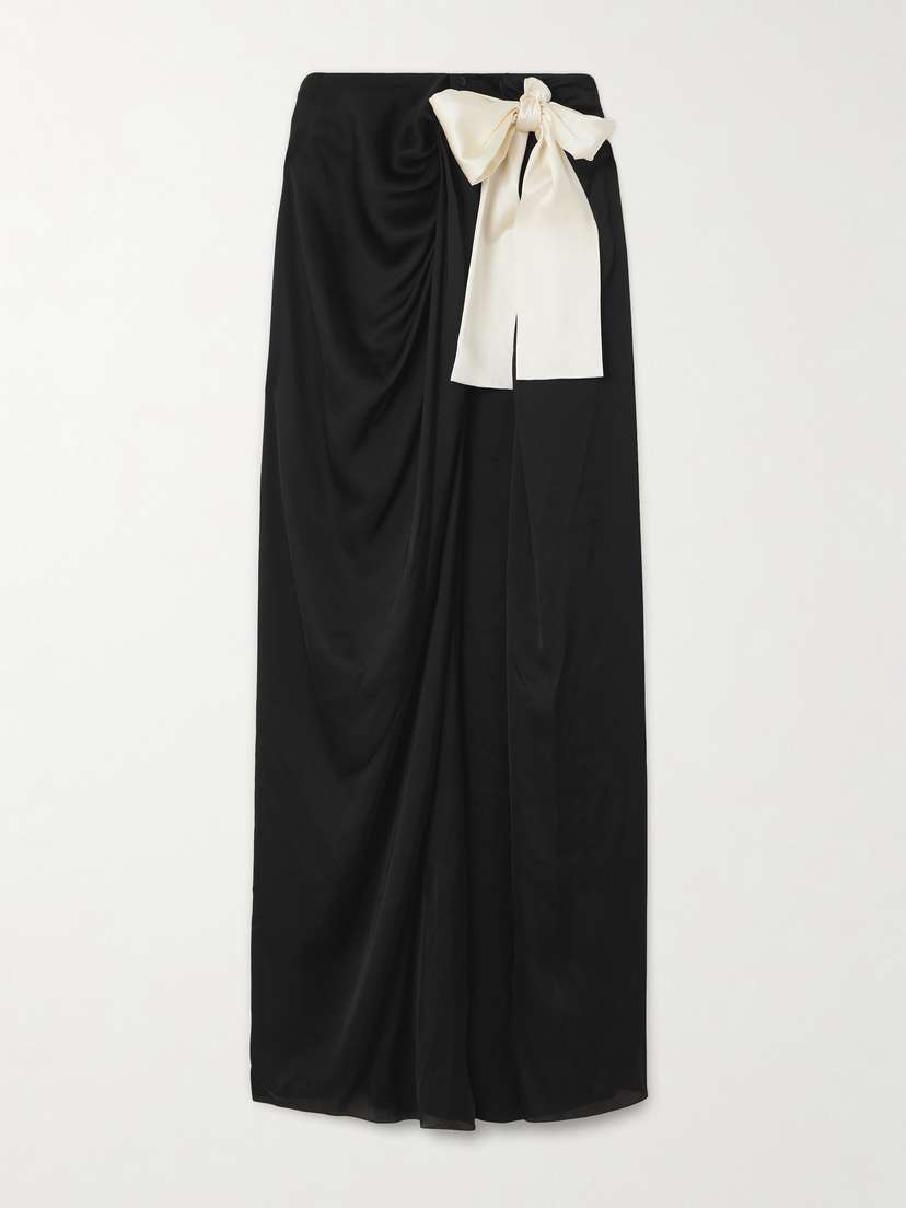 Saint Laurent Bow-detailed Silk-charmeuse Maxi Skirt