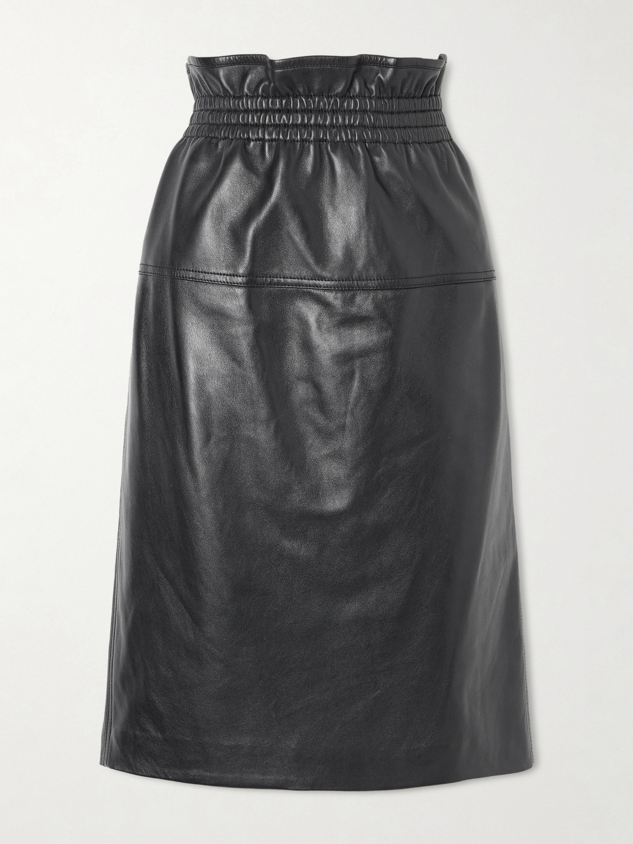 Saint Laurent Leather Midi Skirt In Black