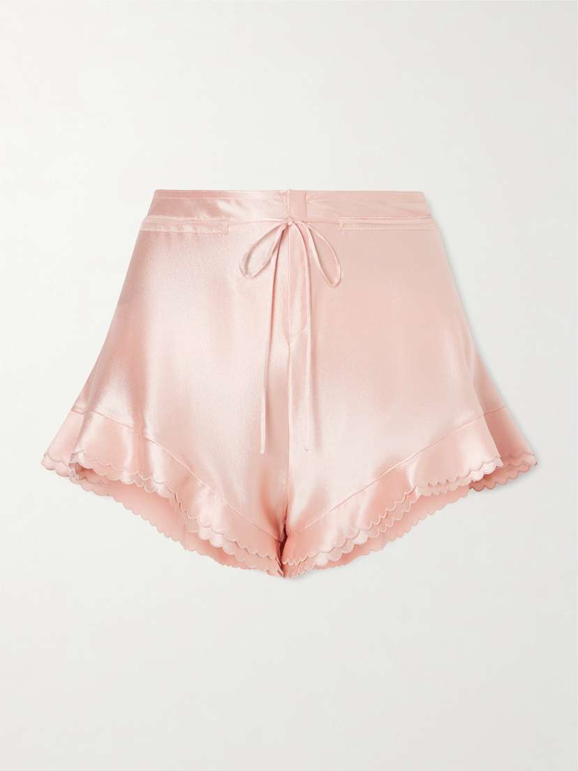 Saint Laurent Scalloped Silk-satin Shorts