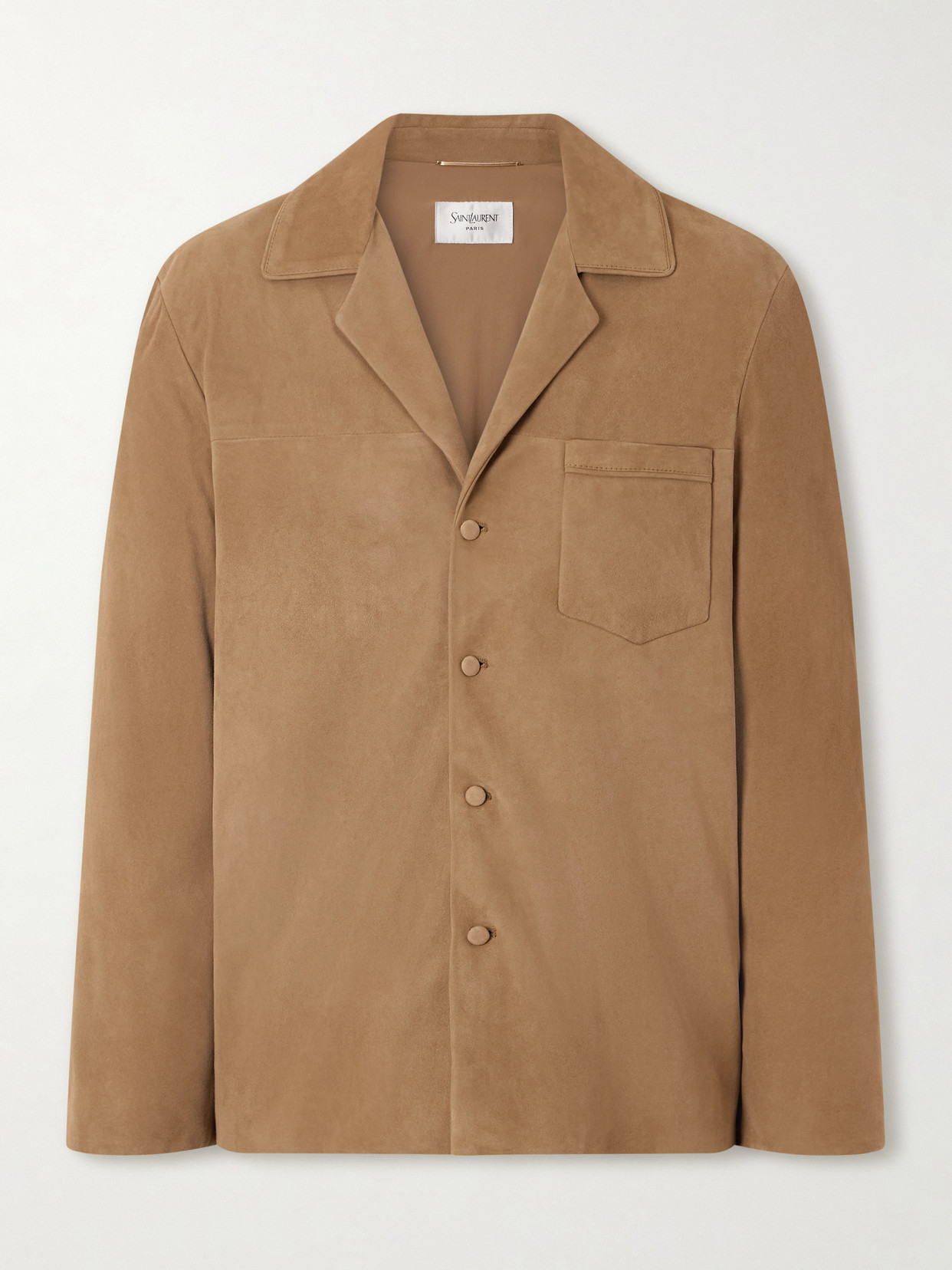 Saint Laurent Suede Shirt In Brown