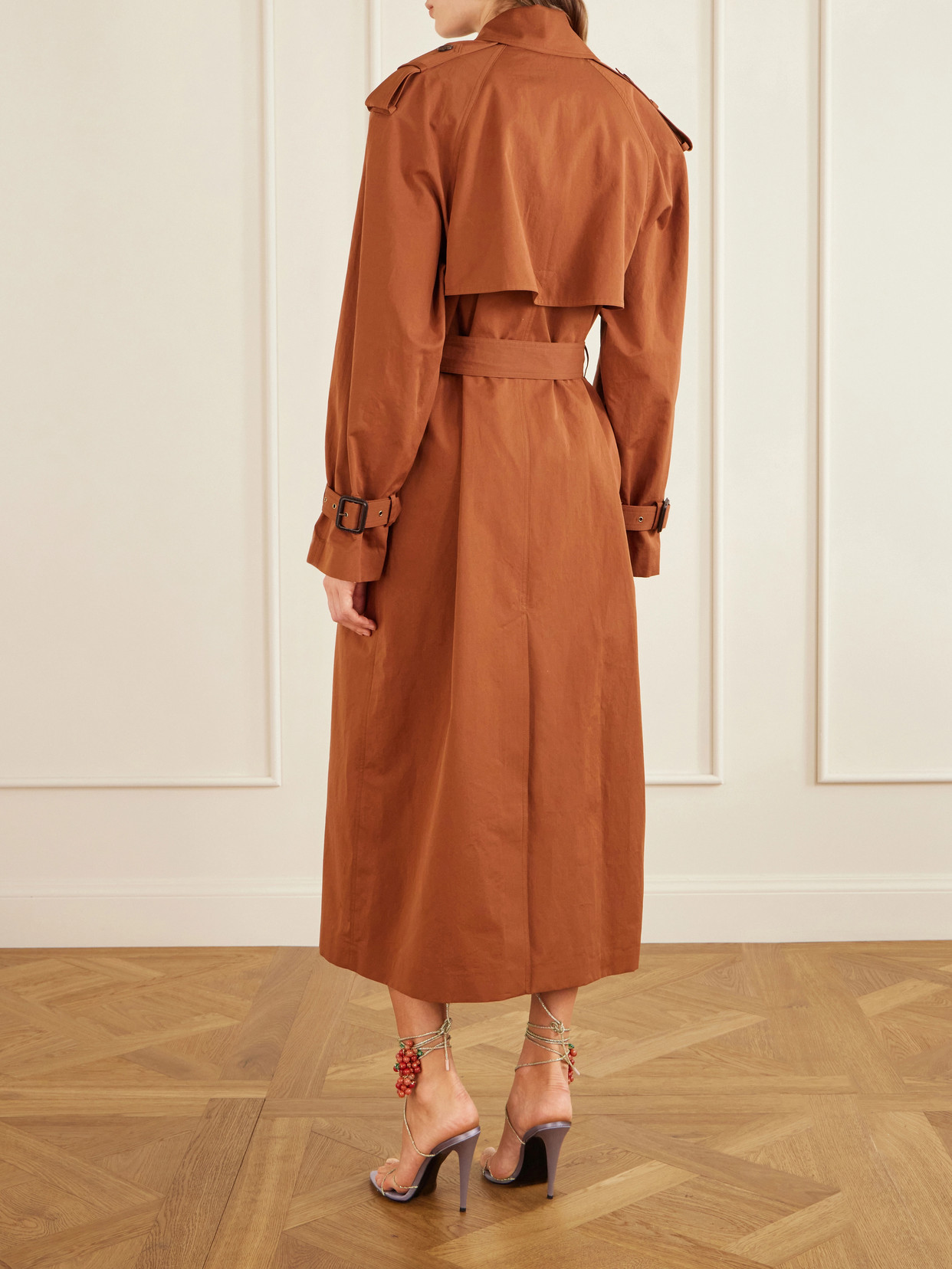 Double-Breasted Belted Cotton And Silk-Blend Trench Coat