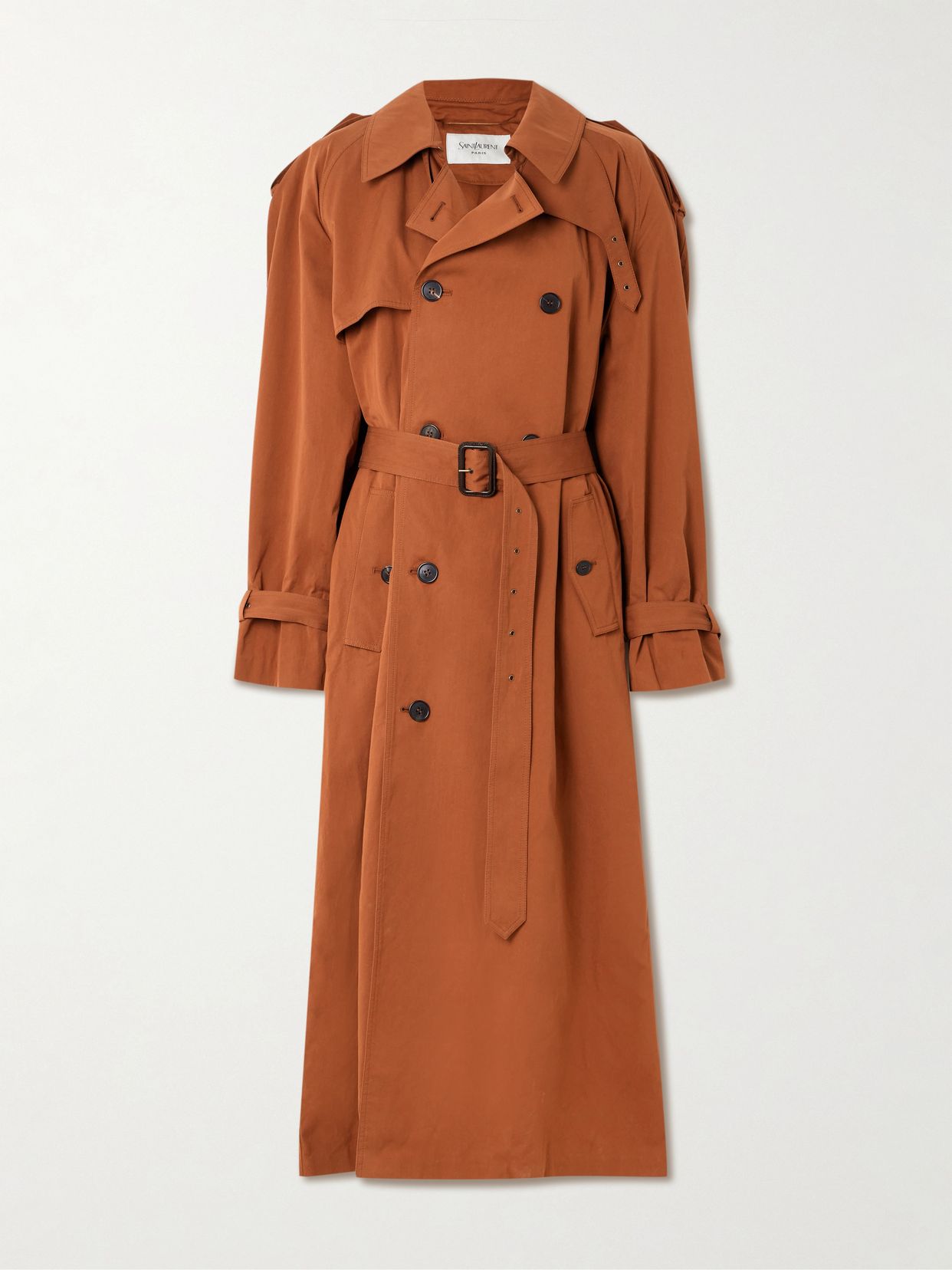 Double-breasted belted cotton and silk-blend trench coat