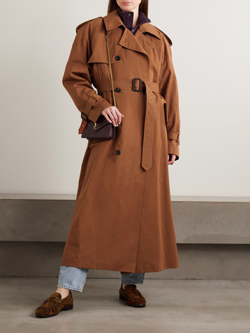 Saint Laurent Double-breasted belted cotton and silk-blend trench coat