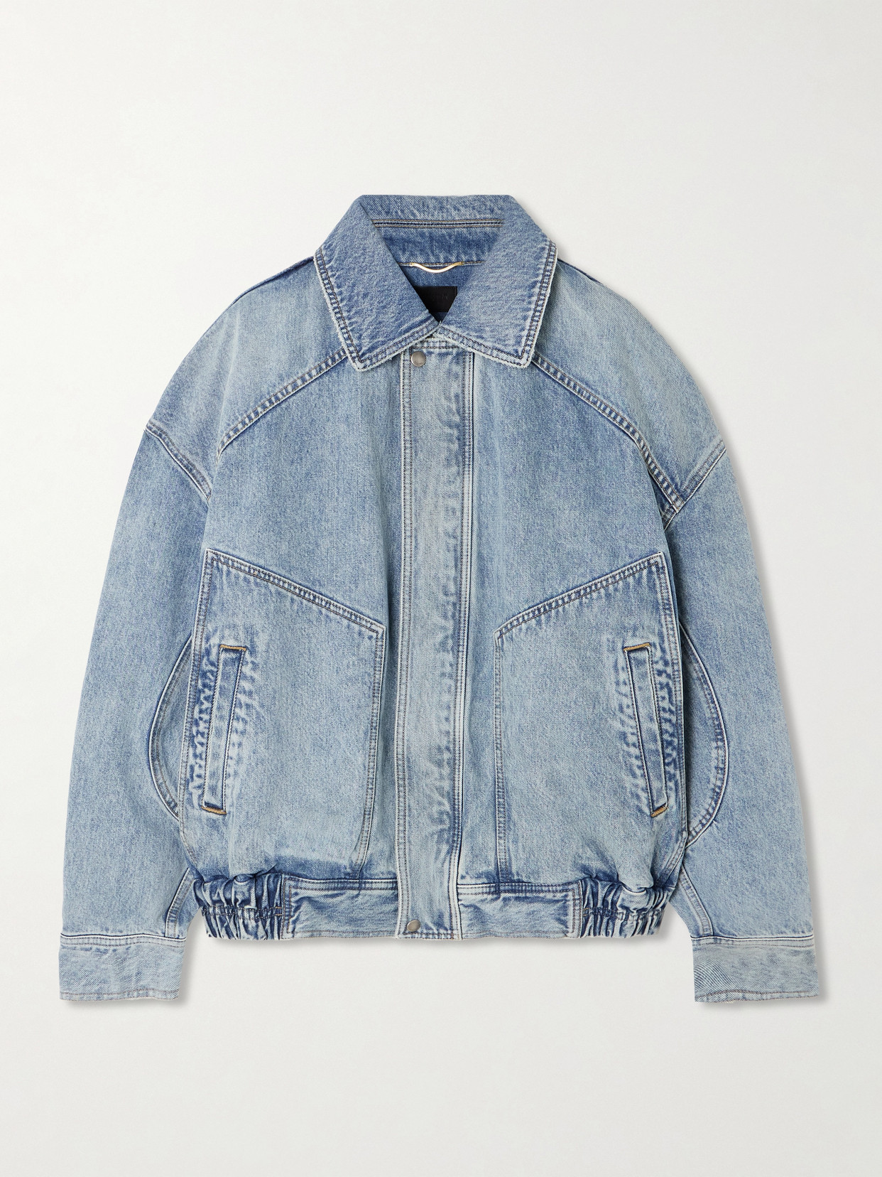 Saint Laurent Oversized Paneled Denim Jacket In Blue