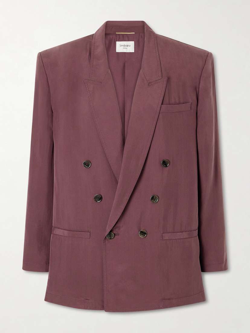 Saint Laurent Double-breasted Silk-habotai Blazer