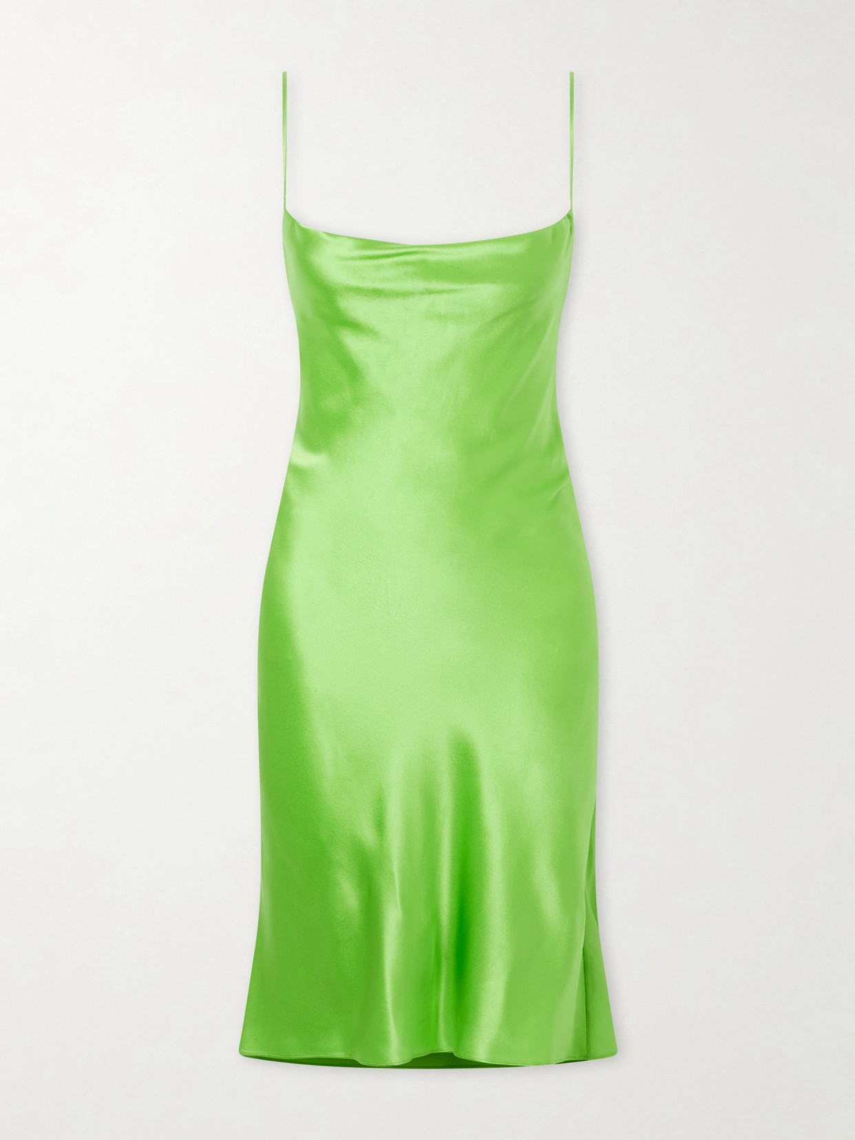 Saint Laurent Draped Silk-satin Mini Dress In Green
