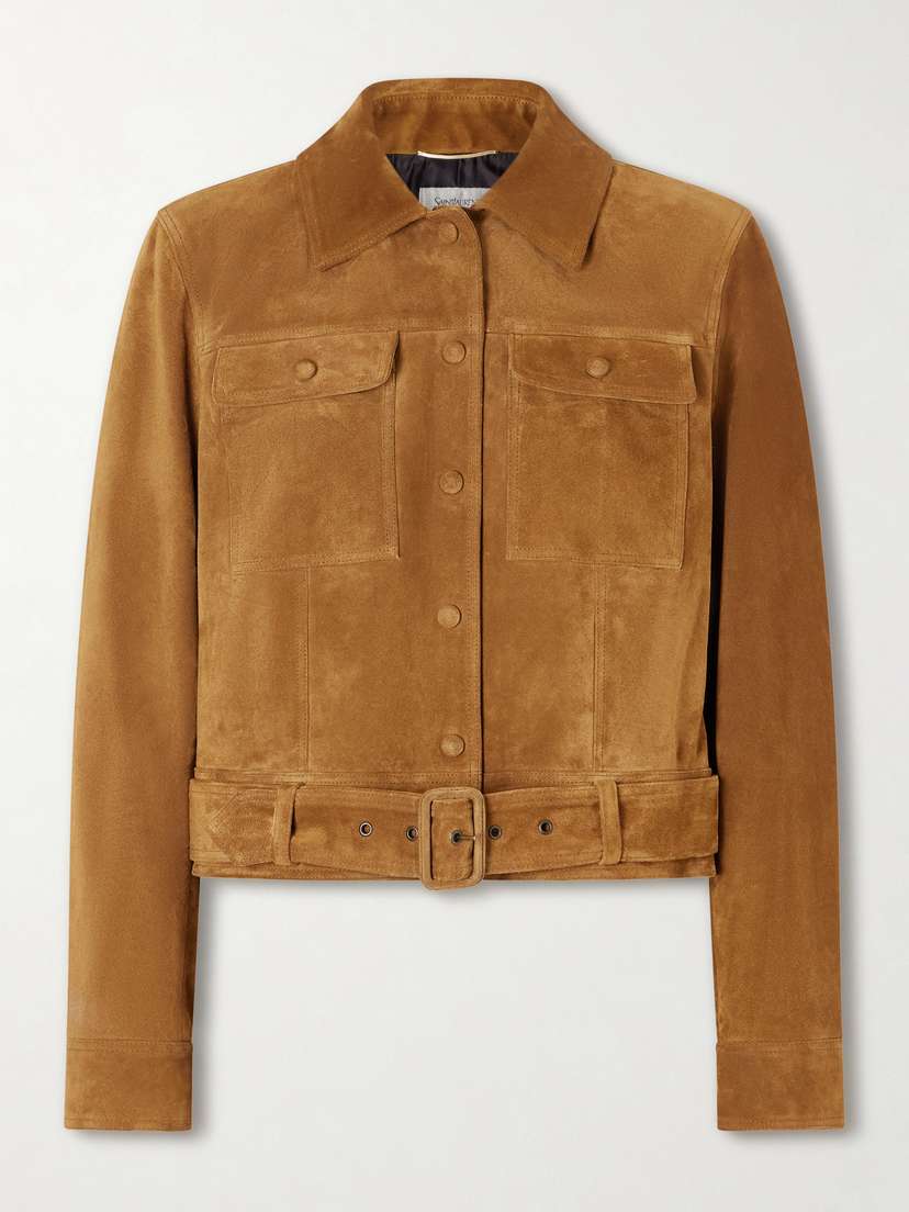 Saint Laurent Cropped Belted Suede Jacket