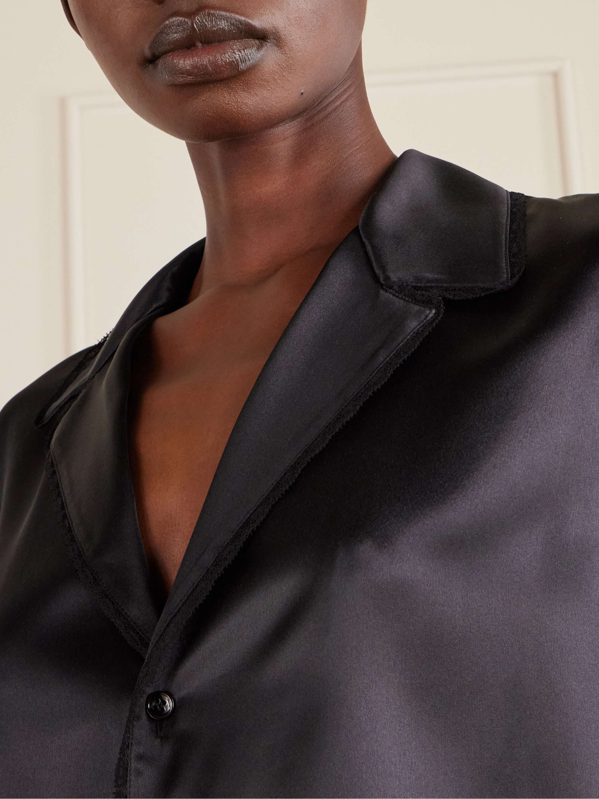 SAINT LAURENT Lace-trimmed silk-satin shirt | NET-A-PORTER
