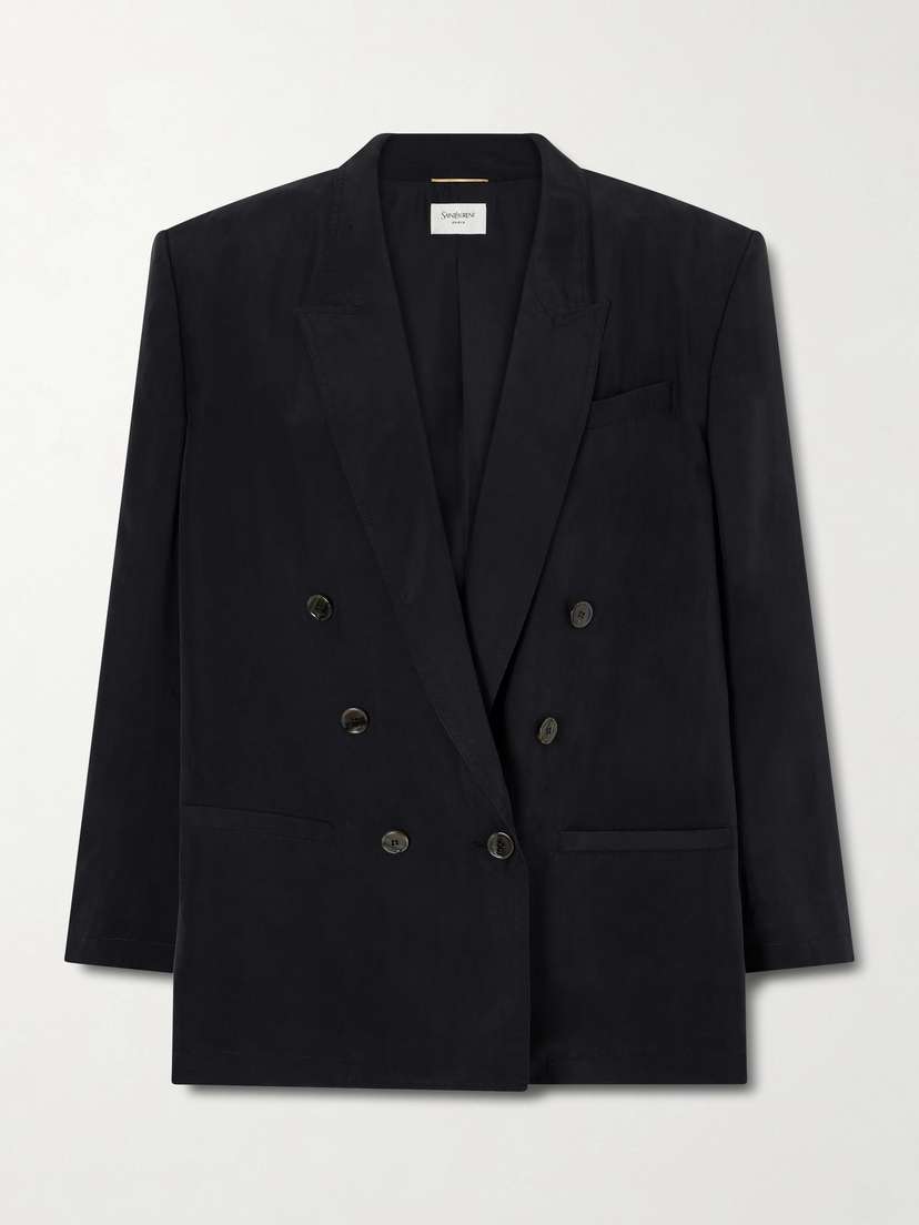 Saint Laurent Double-breasted Silk-habotai Blazer