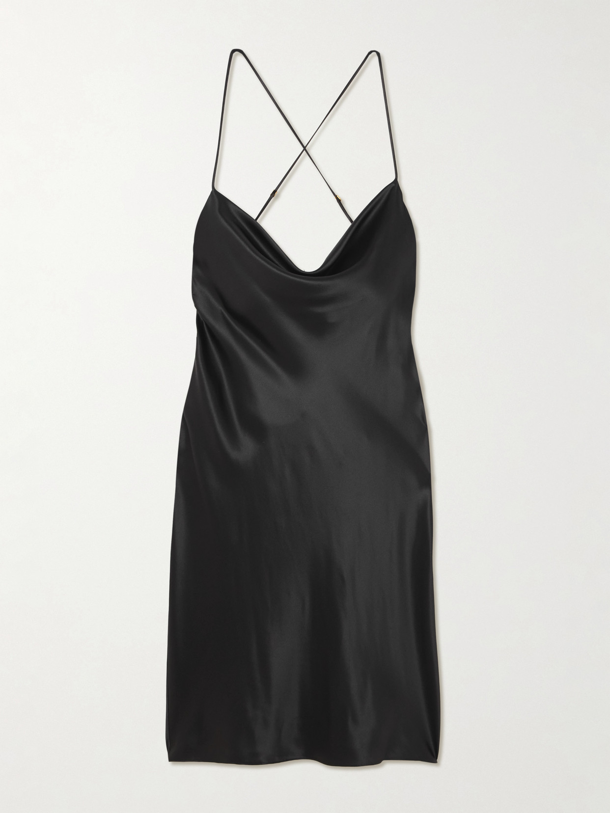 Saint Laurent Draped Silk-satin Mini Dress In Black