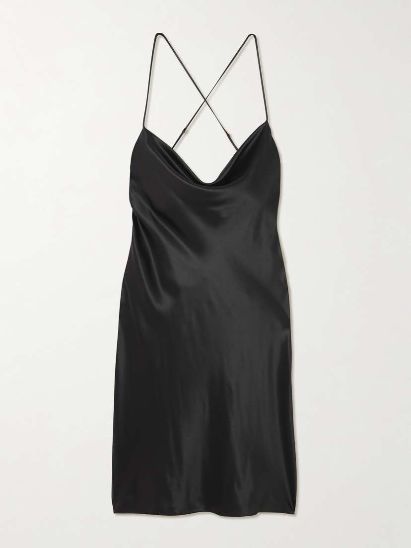 Saint Laurent Draped Silk-satin Mini Dress