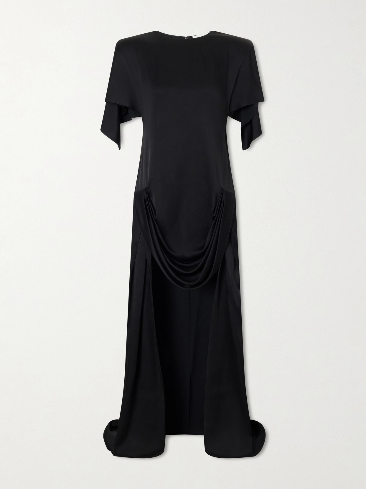 Stella Mccartney Gathered Satin Mini Dress In Black