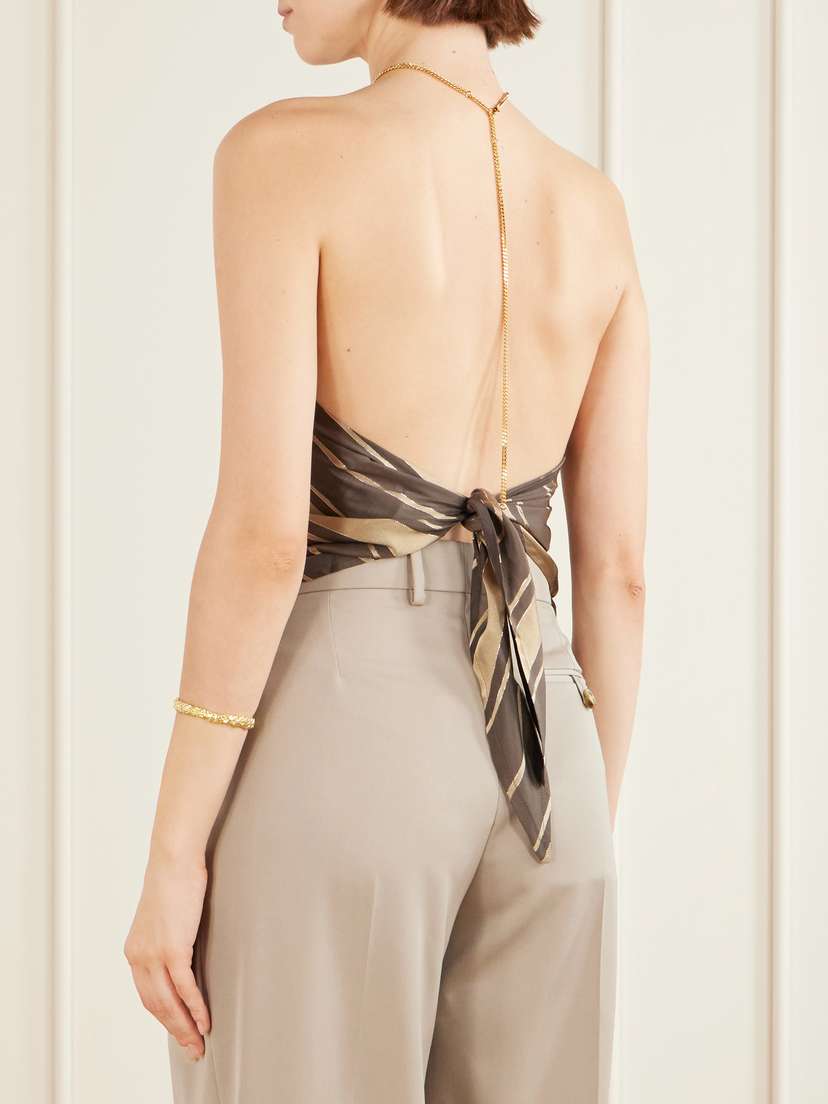 Stella McCartney Striped Open-back Satin Tank | Thumbnail 3 Stella McCartney Striped Open-back Satin Tank | Thumbnail 3
