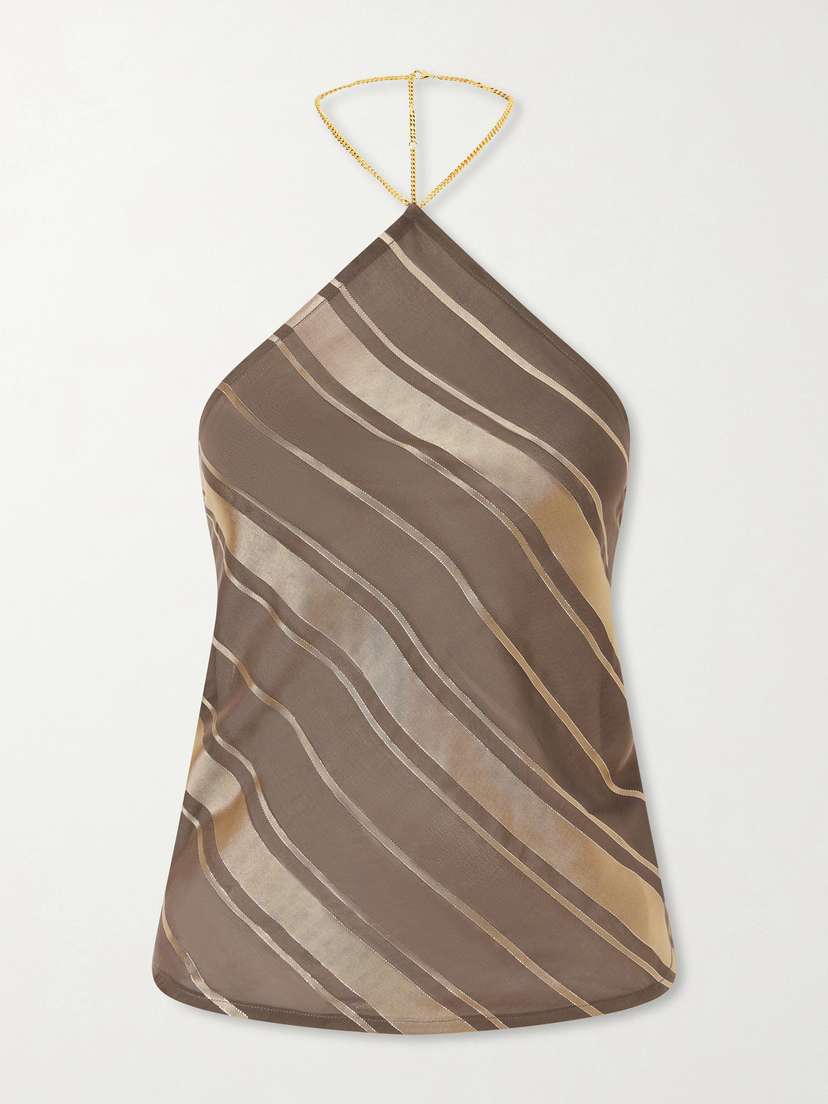 Stella McCartney Striped Open-back Satin Tank