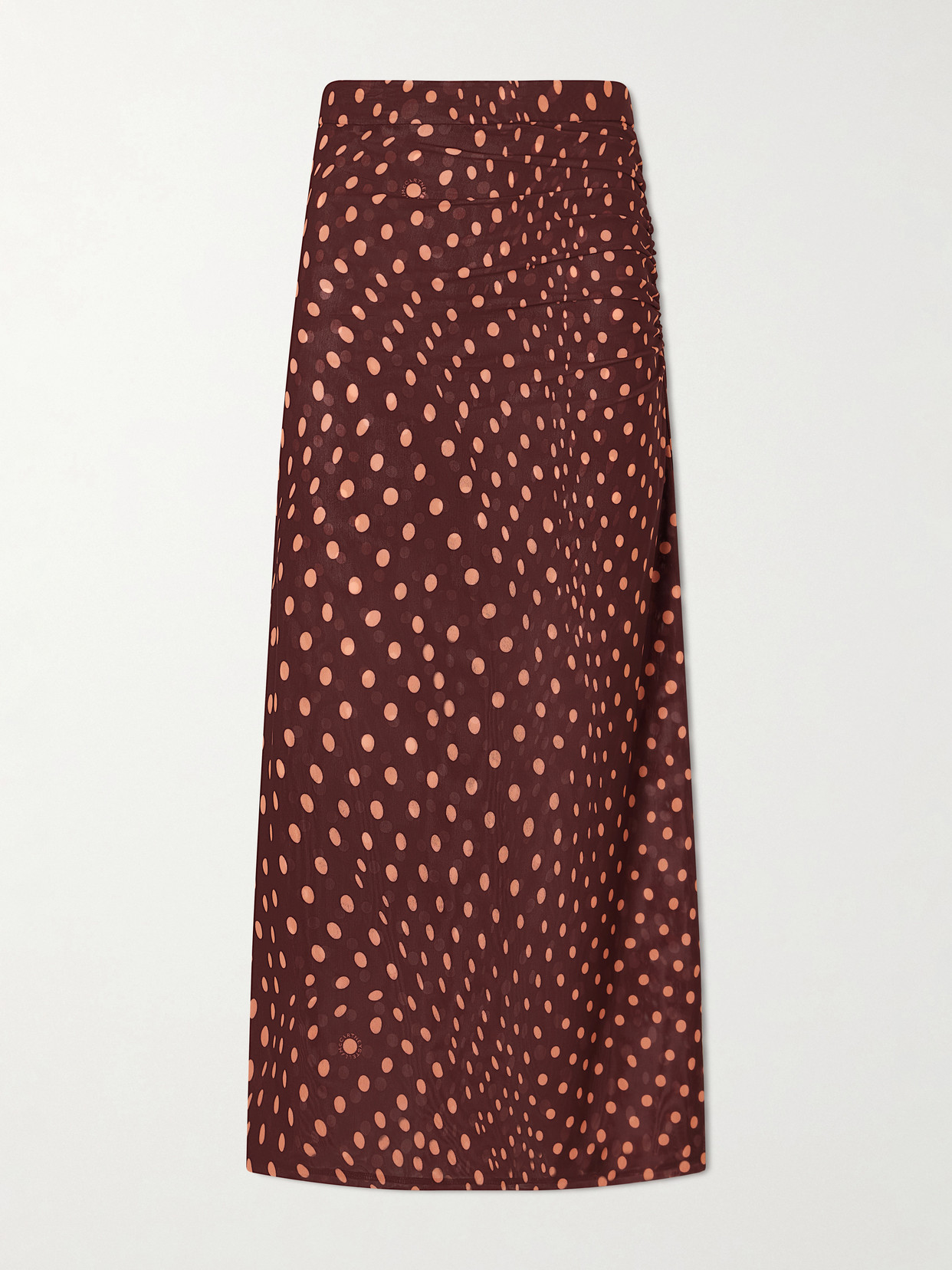 Stella McCartney - Gathered Polka-dot Mesh Midi Skirt - Burgundy