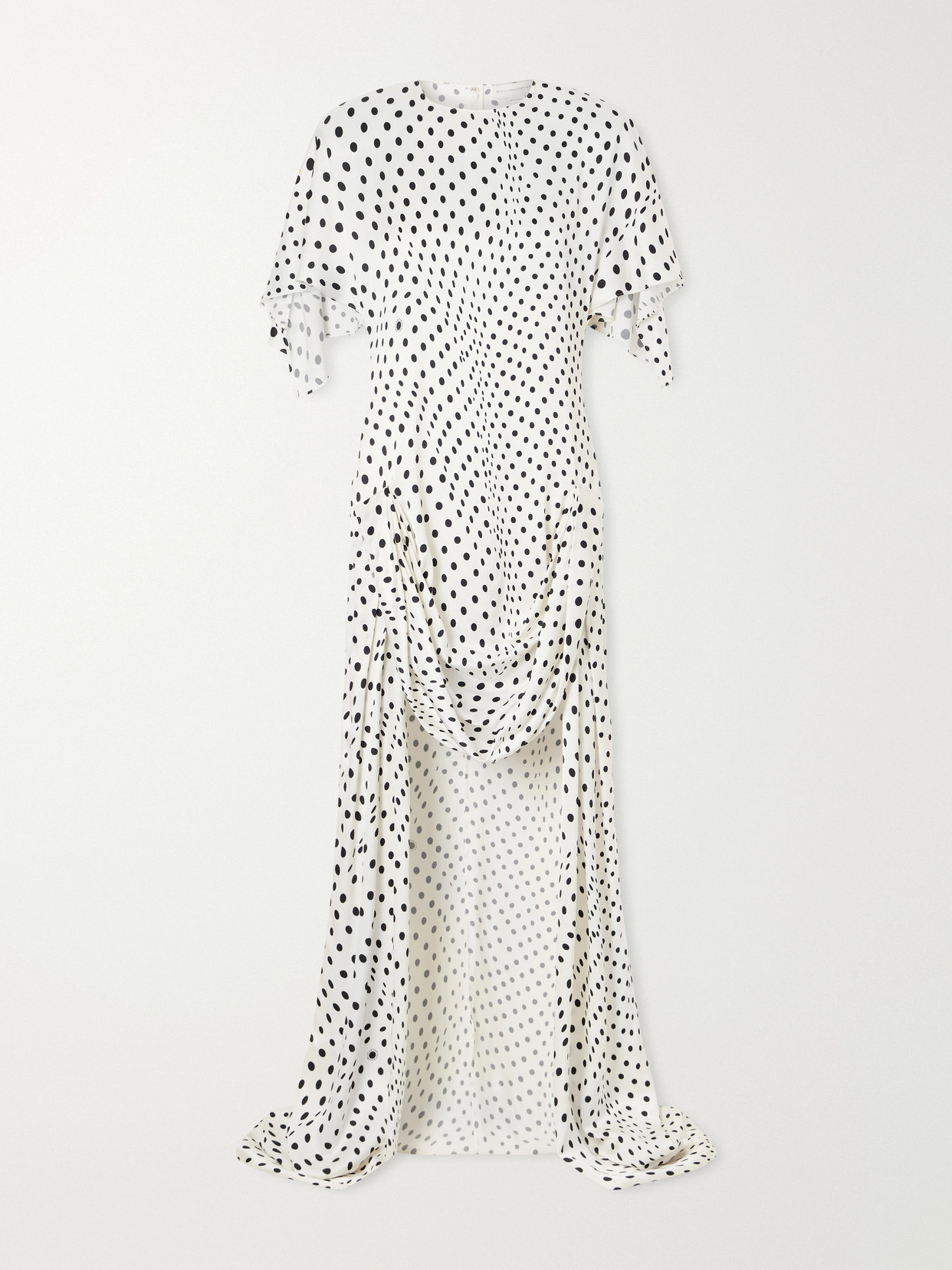 Stella Mccartney Asymmetric Polka-dot Satin Midi Dress In White
