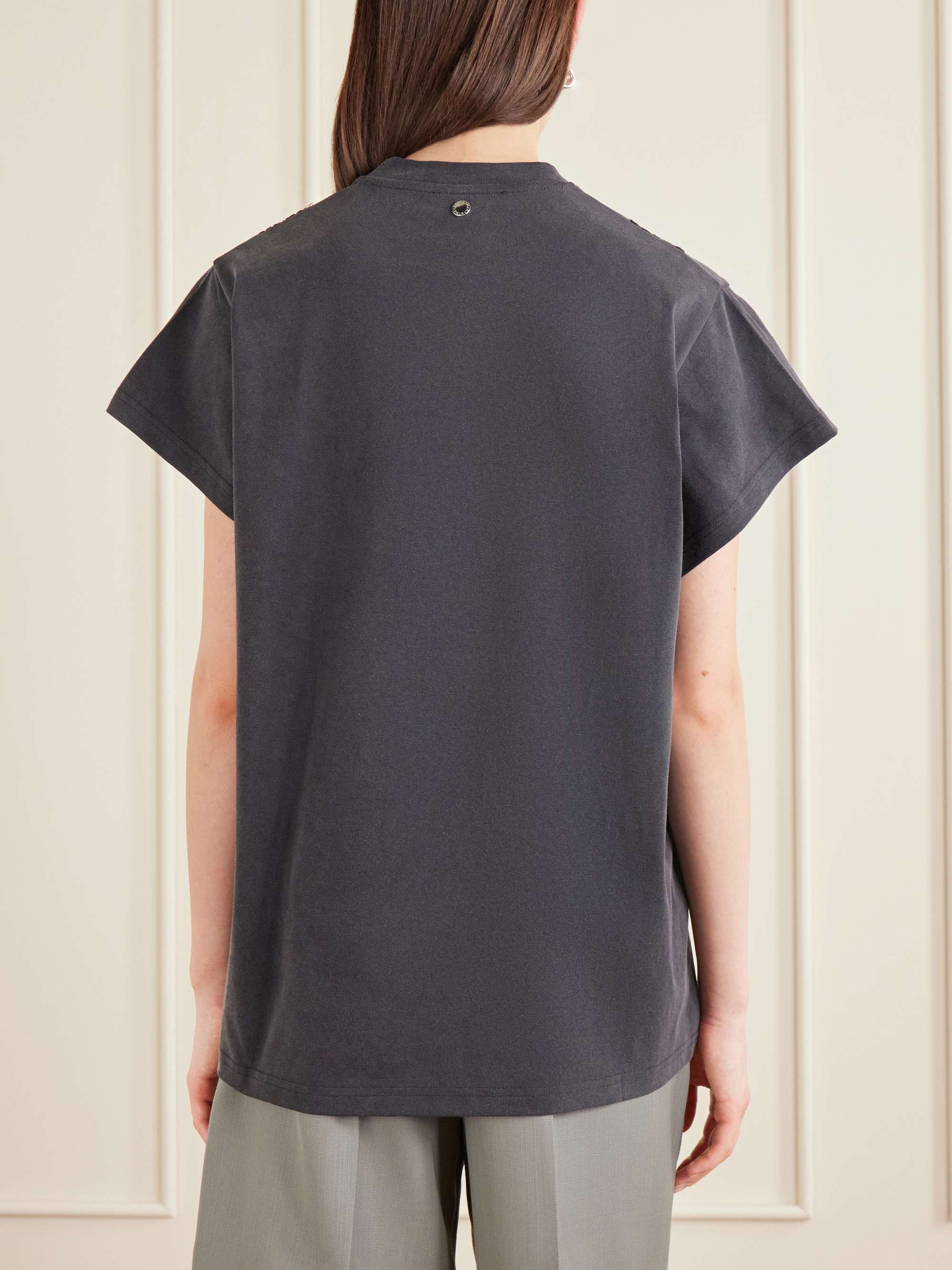 STELLA MCCARTNEY Lace-trimmed cotton-jersey T-shirt | NET-A-PORTER
