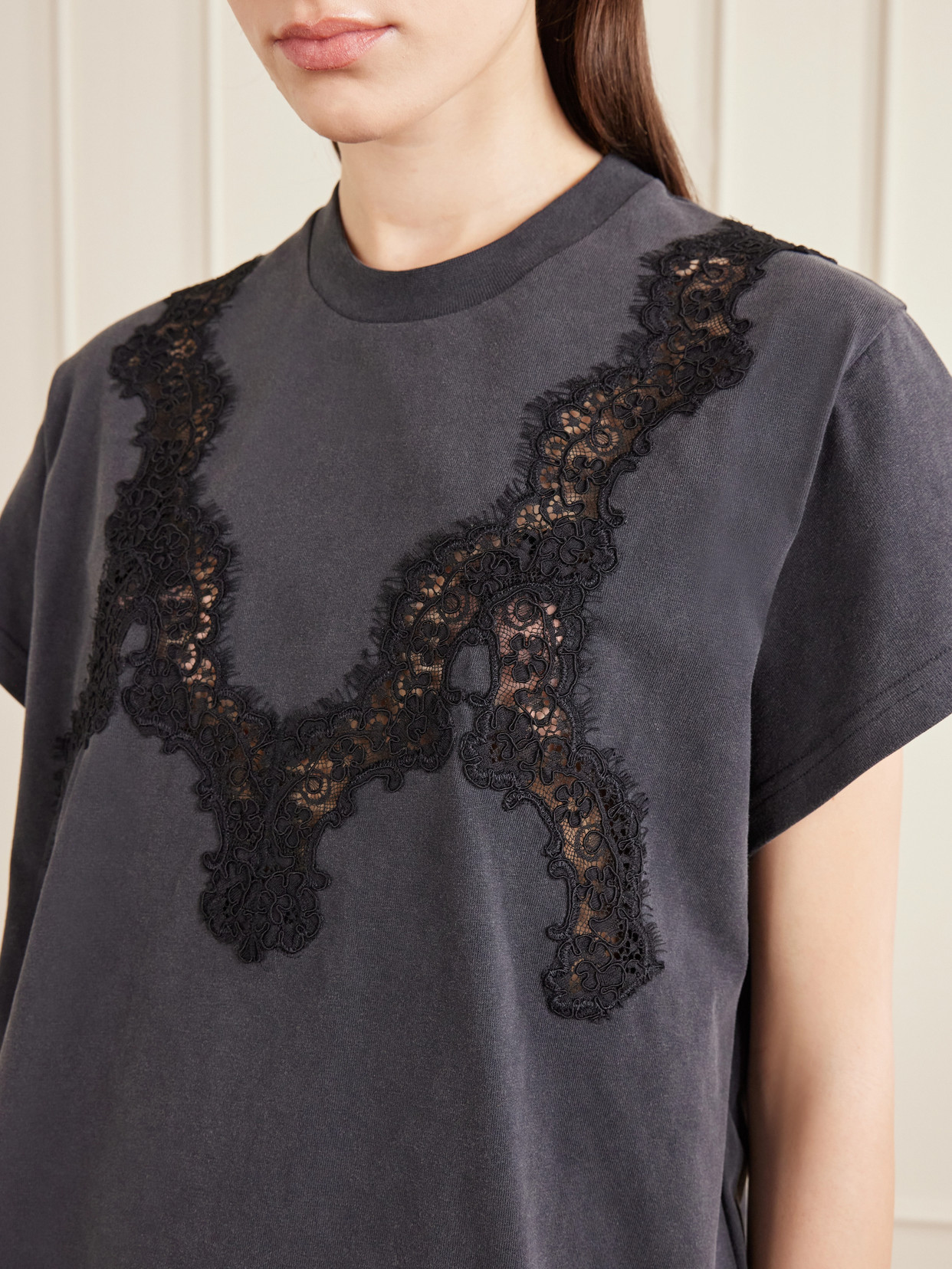 Lace-Trimmed Cotton-Jersey T-Shirt