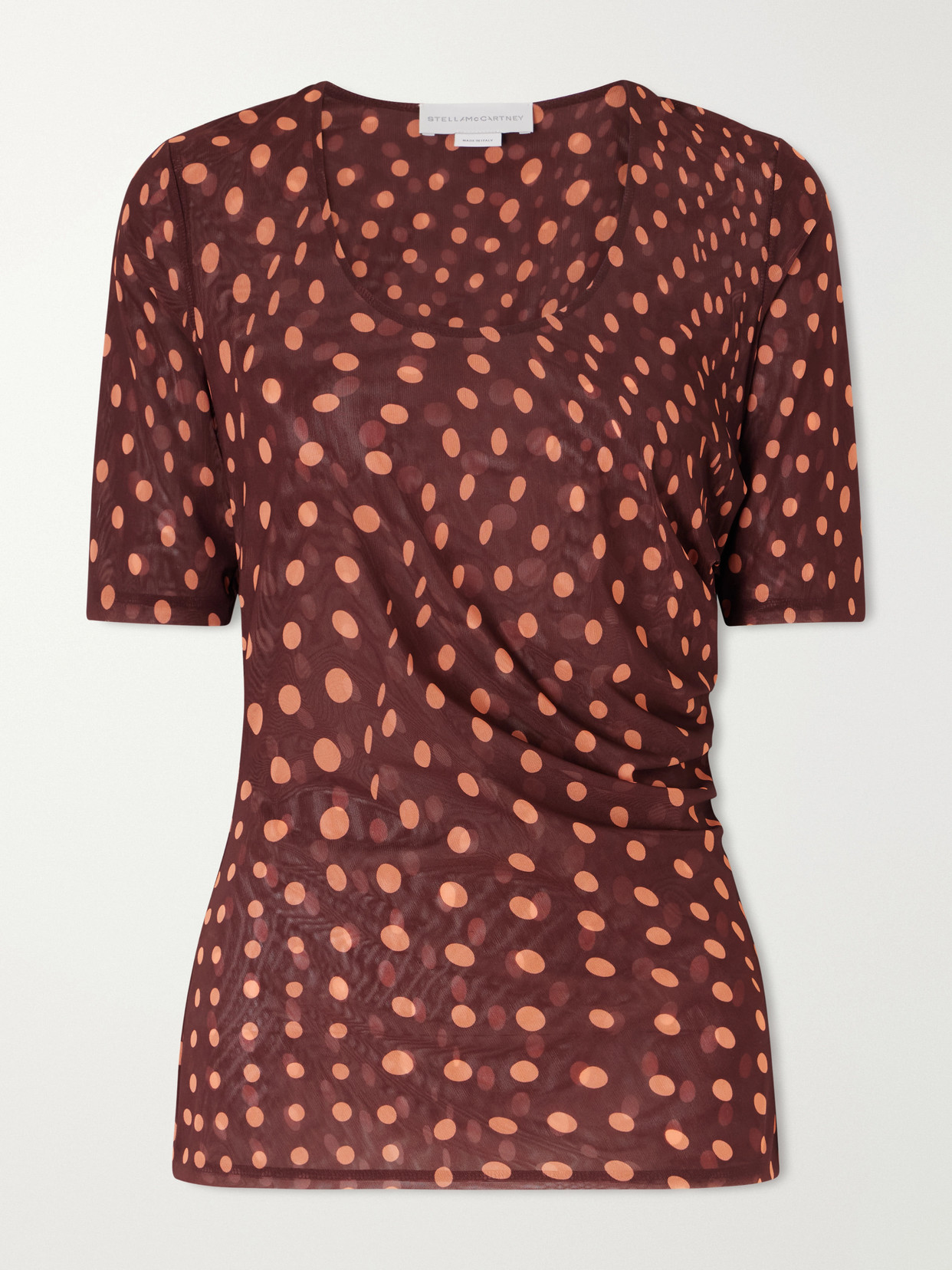Gathered Polka-Dot T-Shirt