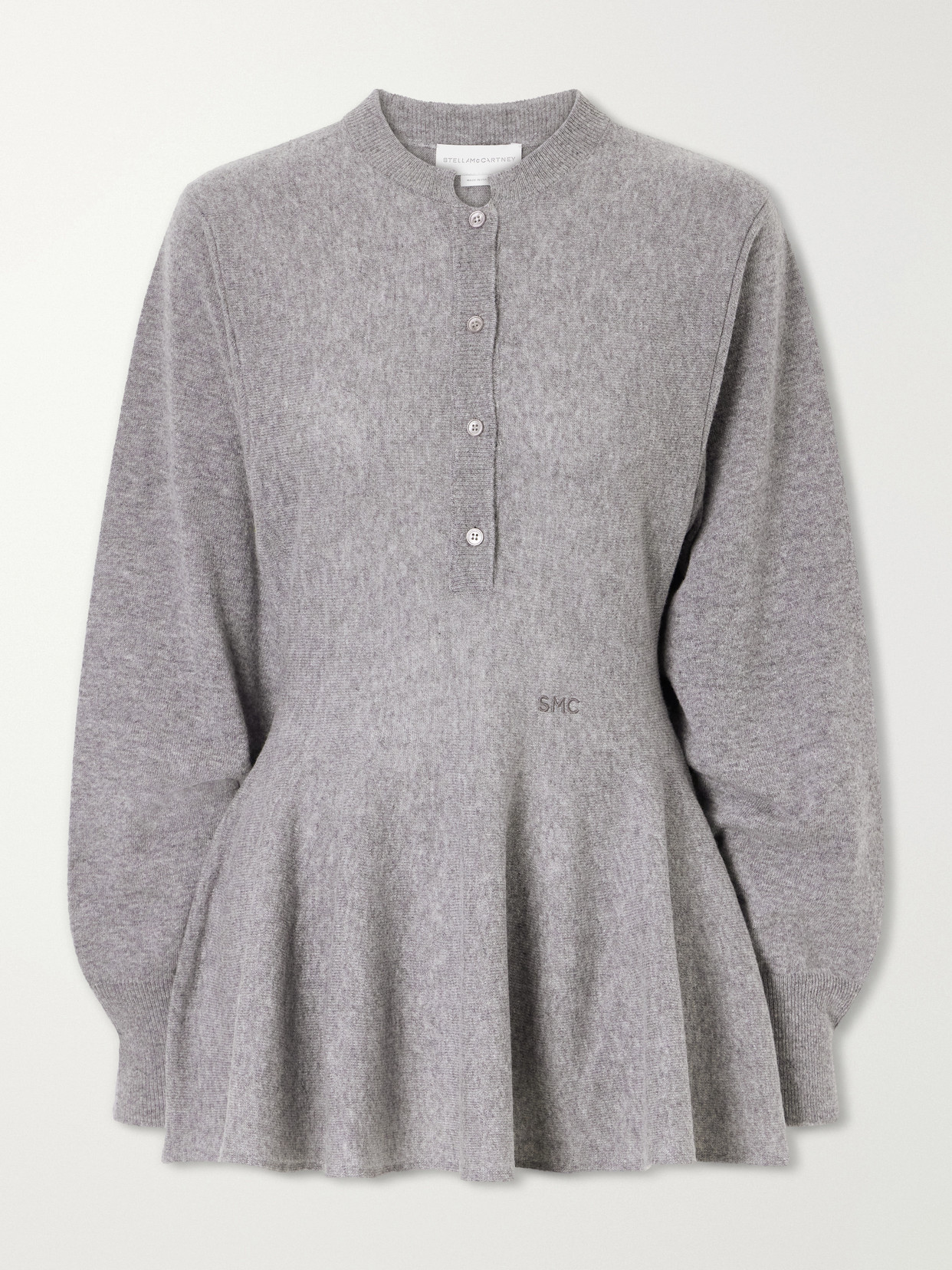Stella Mccartney Wool Peplum Sweater In Gray